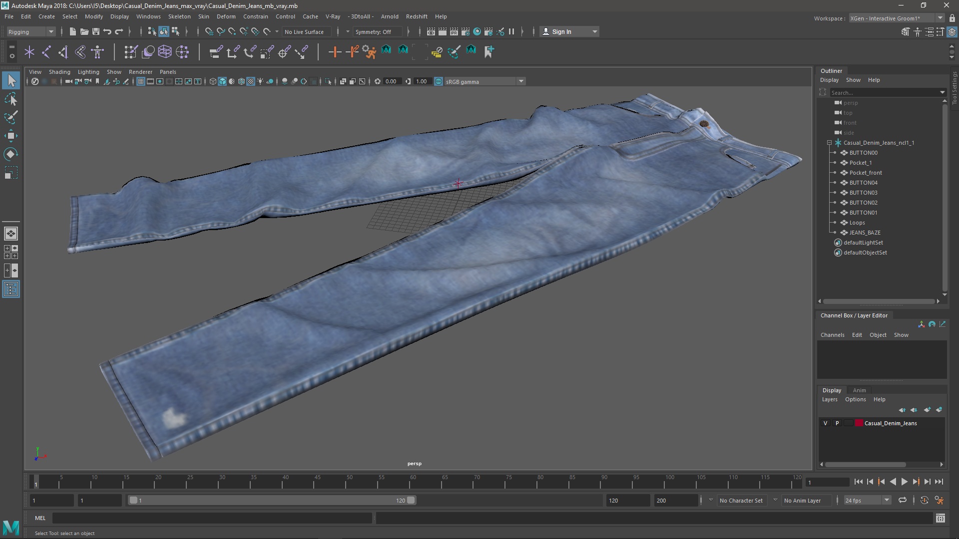 3D Casual Denim Jeans model