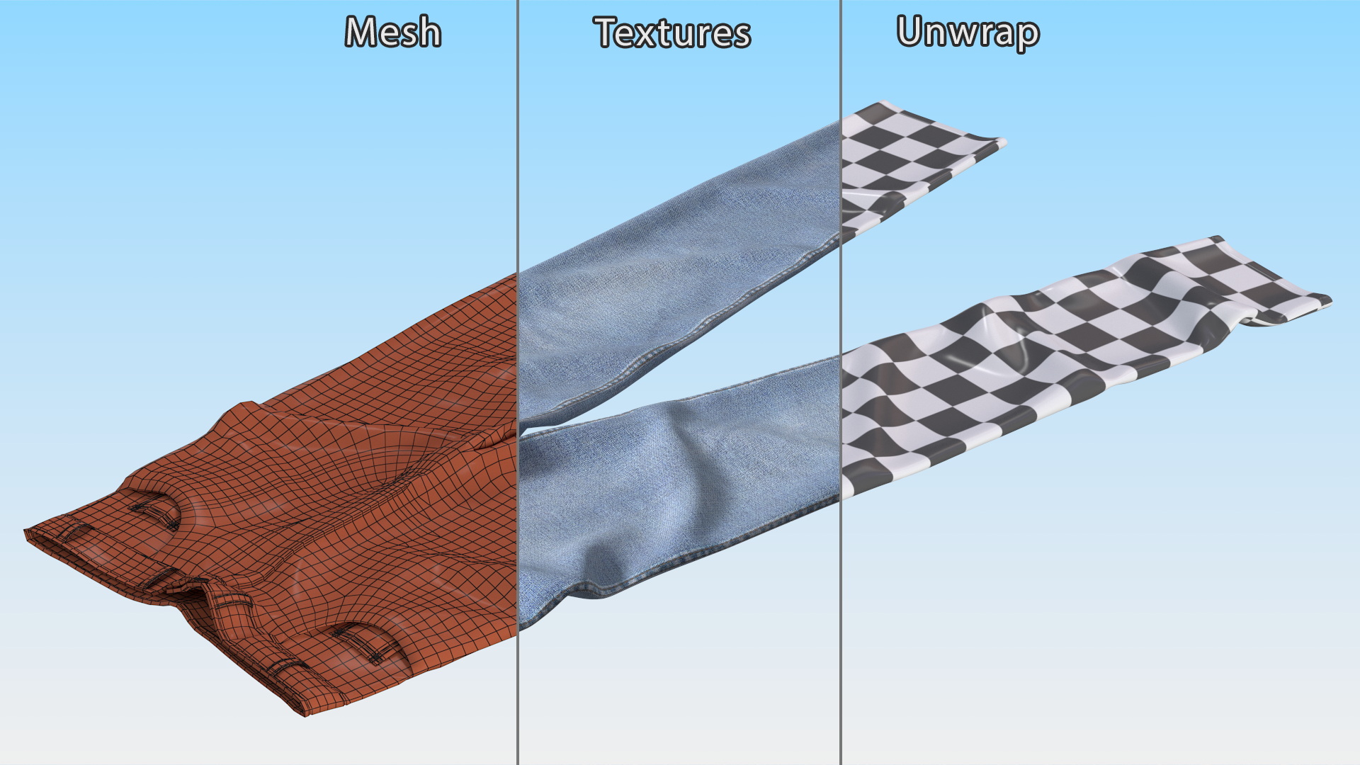 3D Casual Denim Jeans model