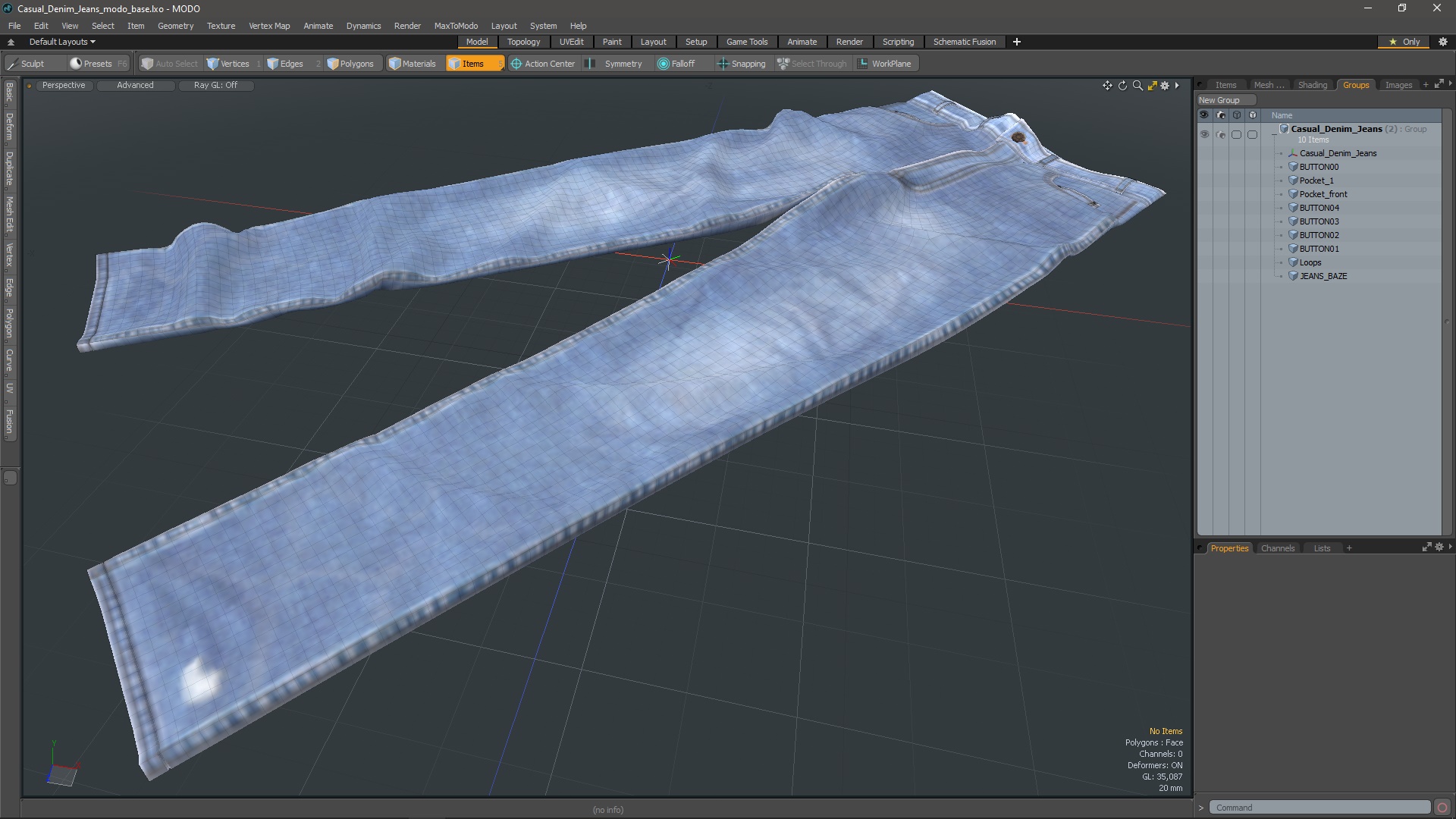 3D Casual Denim Jeans model