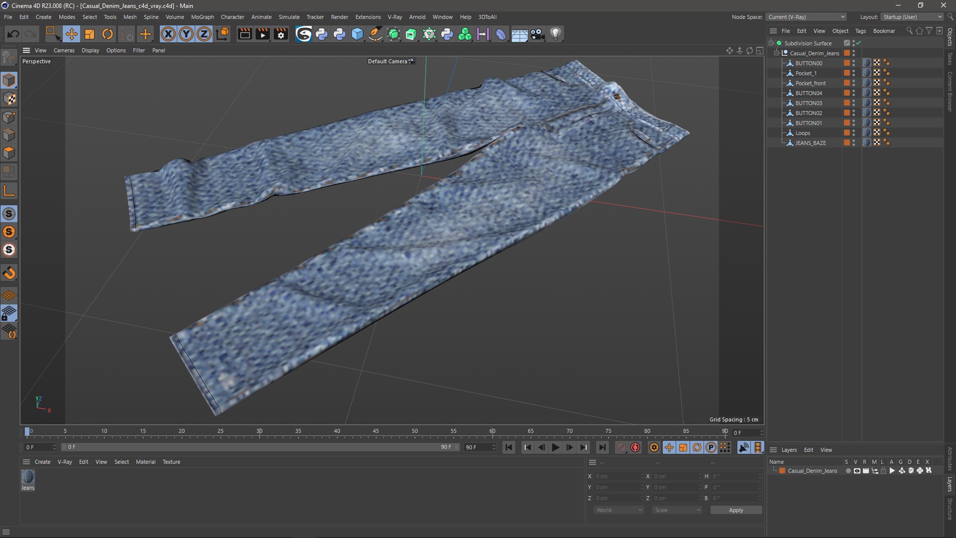 3D Casual Denim Jeans model
