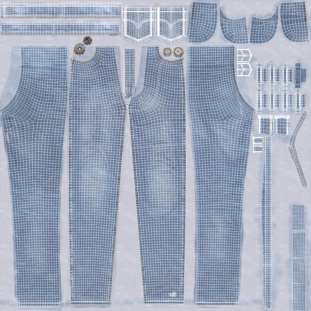 3D Casual Denim Jeans model