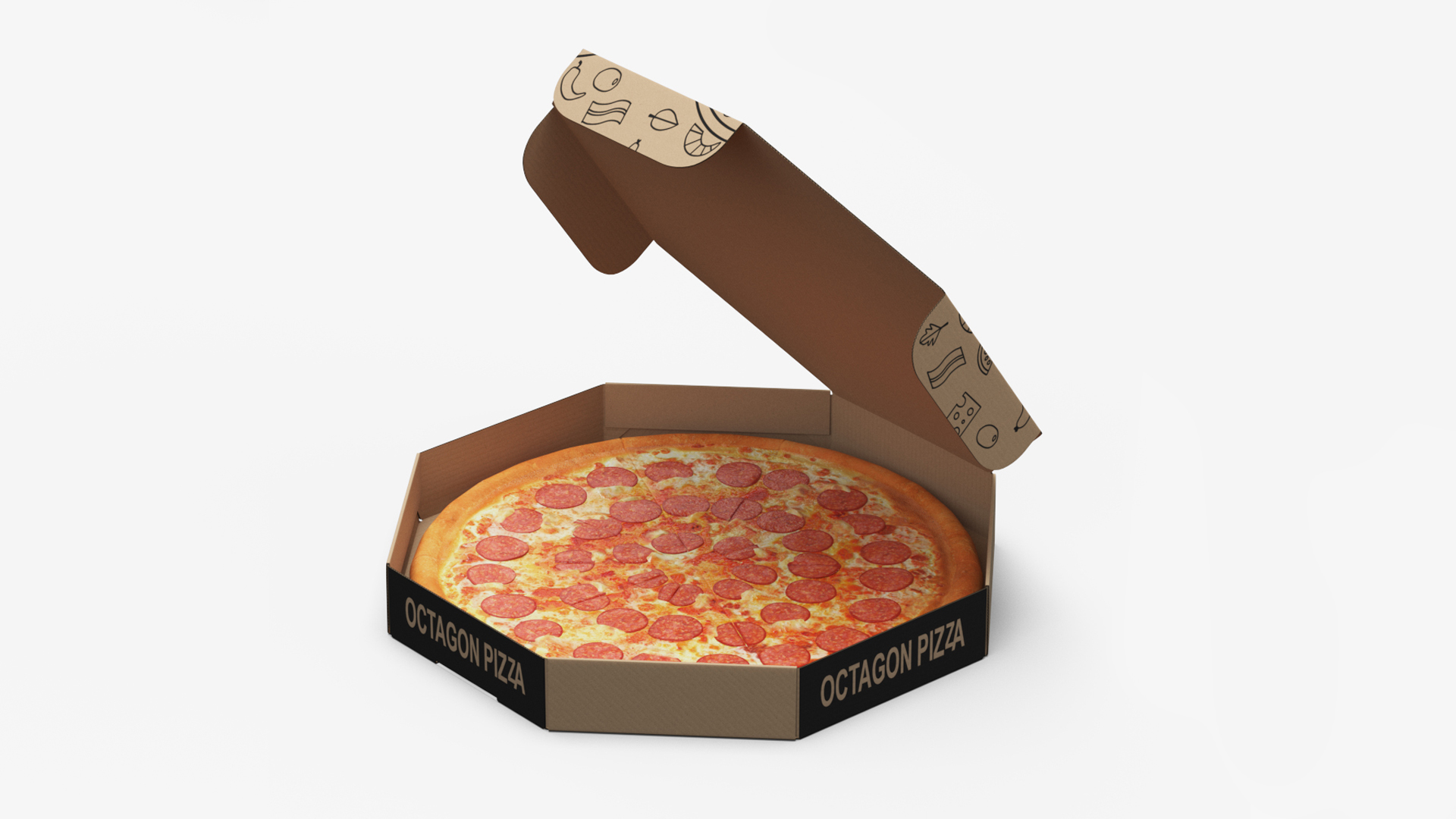 Pizza in Craft Paper Box 3D model
