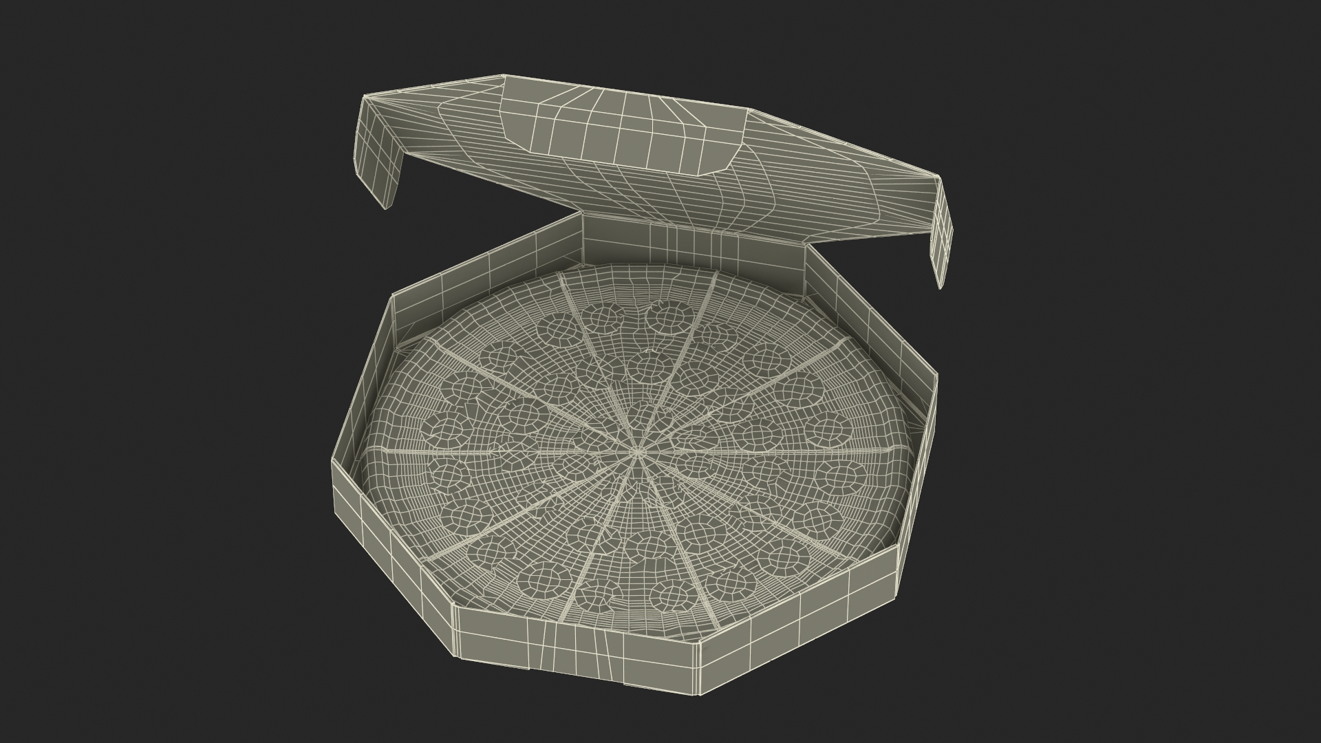 Pizza in Craft Paper Box 3D model
