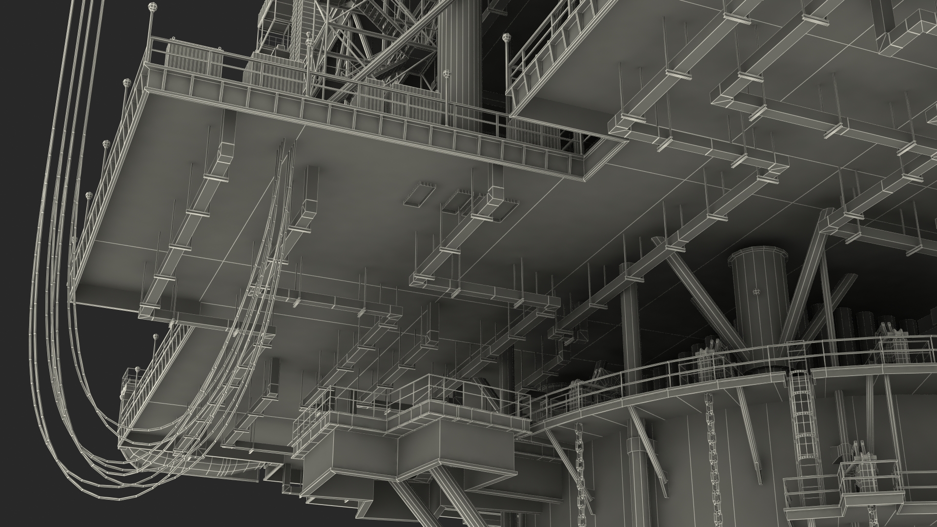 3D Shell Perdido Oil Platform Rigged model