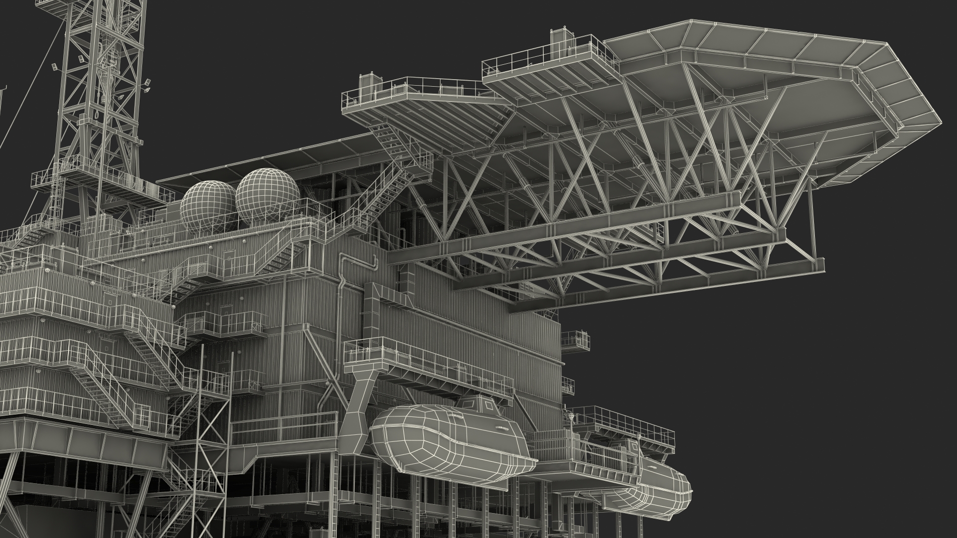 3D Shell Perdido Oil Platform Rigged model