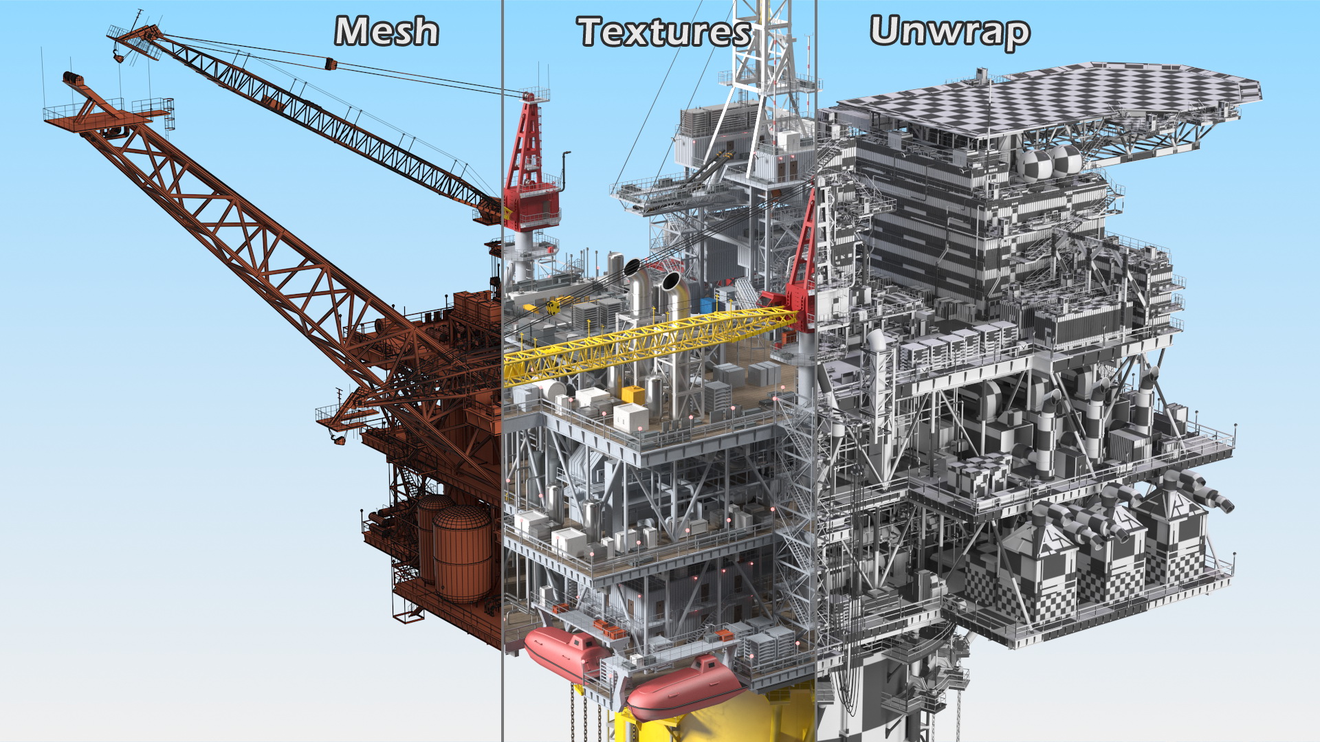 3D Shell Perdido Oil Platform Rigged model
