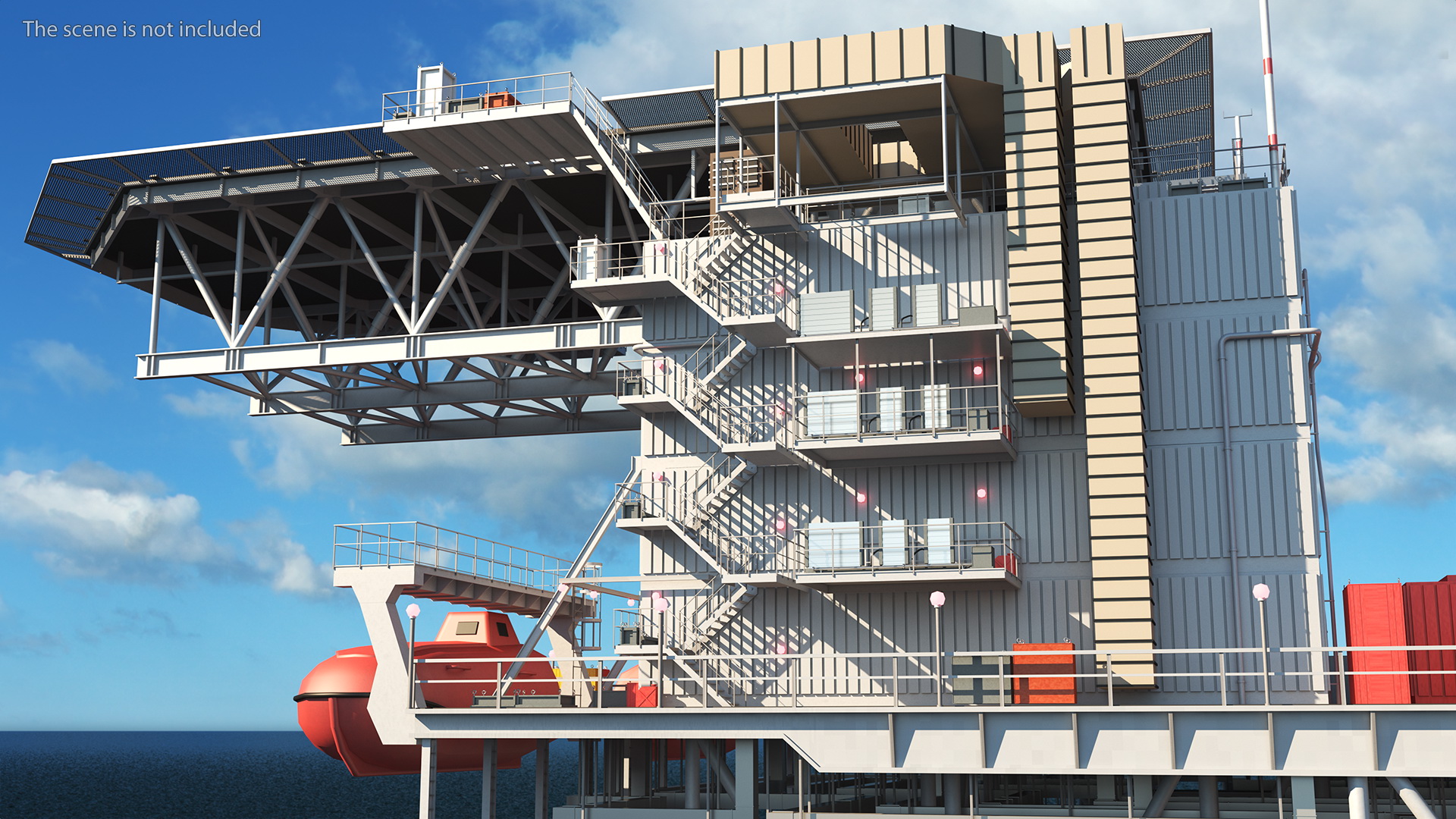 3D Shell Perdido Oil Platform Rigged model