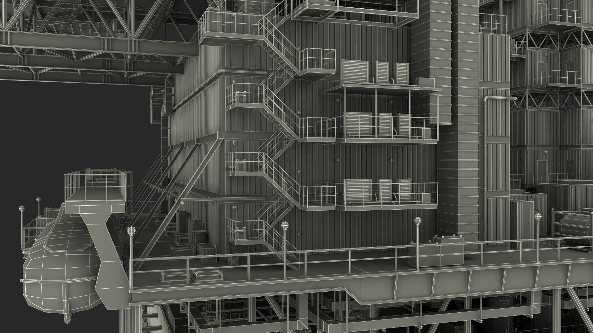 3D Shell Perdido Oil Platform Rigged model