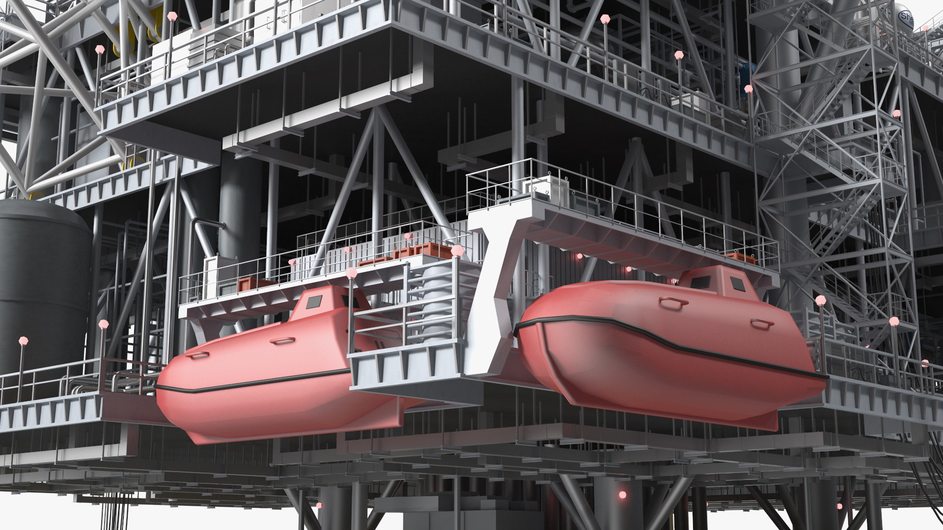 3D Shell Perdido Oil Platform Rigged model
