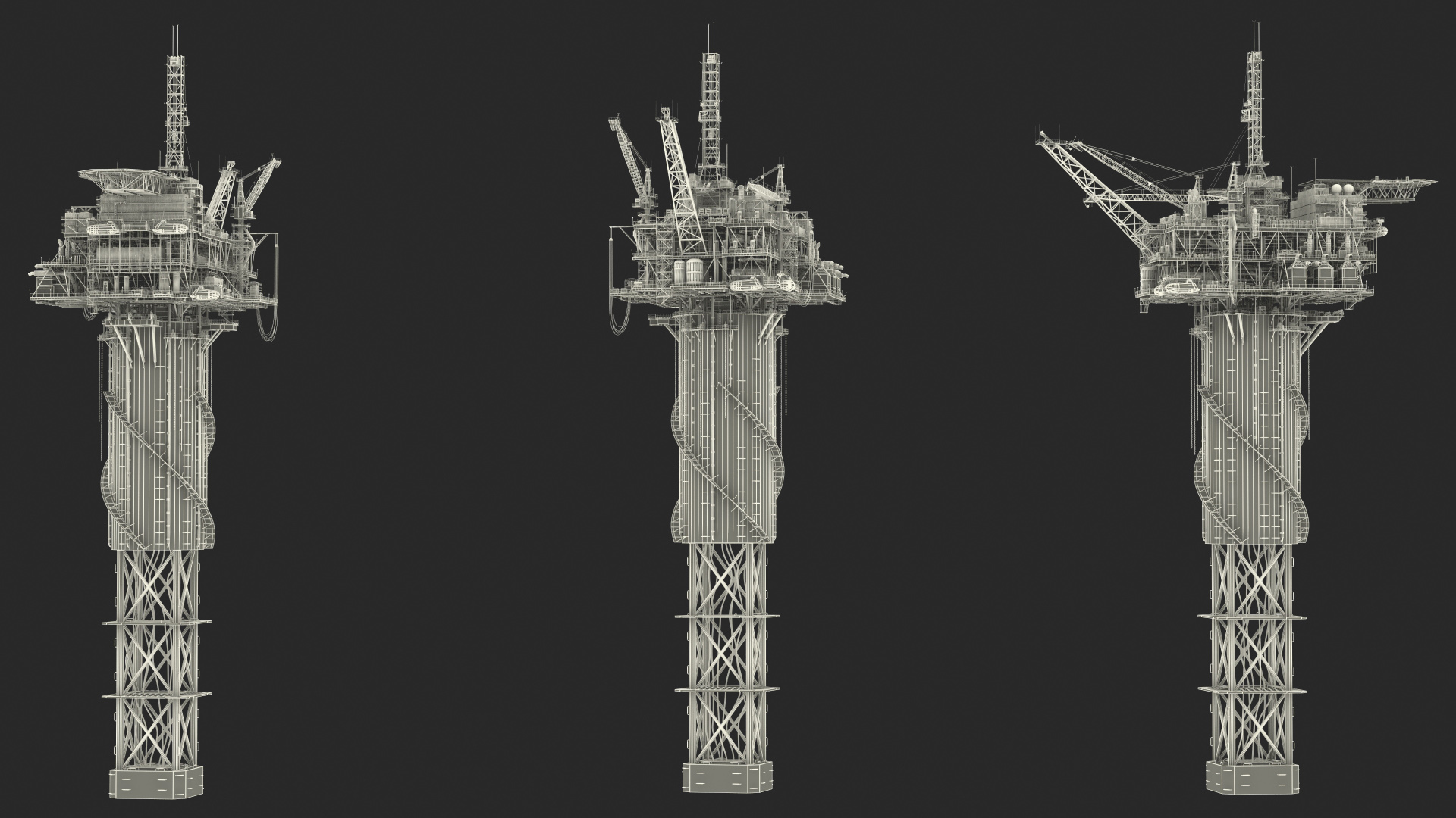 3D Shell Perdido Oil Platform Rigged model