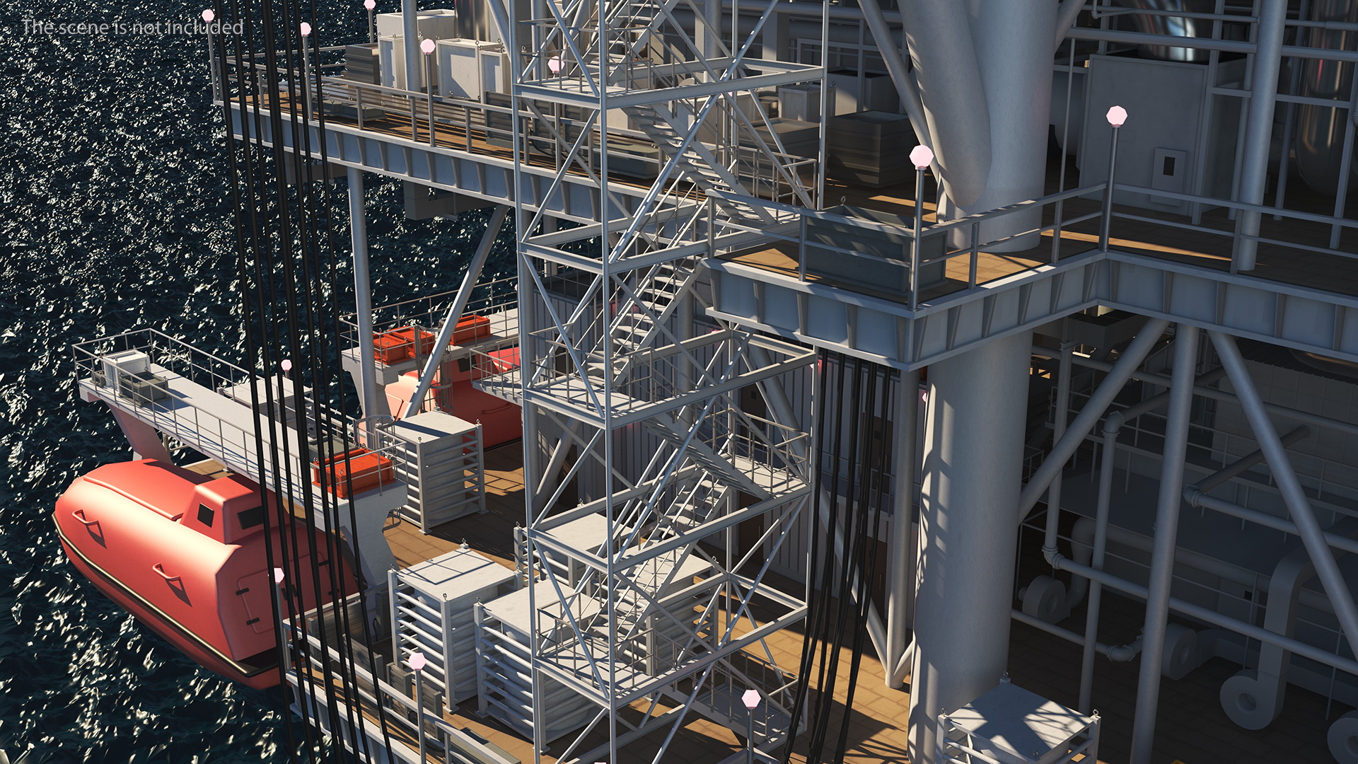 3D Shell Perdido Oil Platform Rigged model