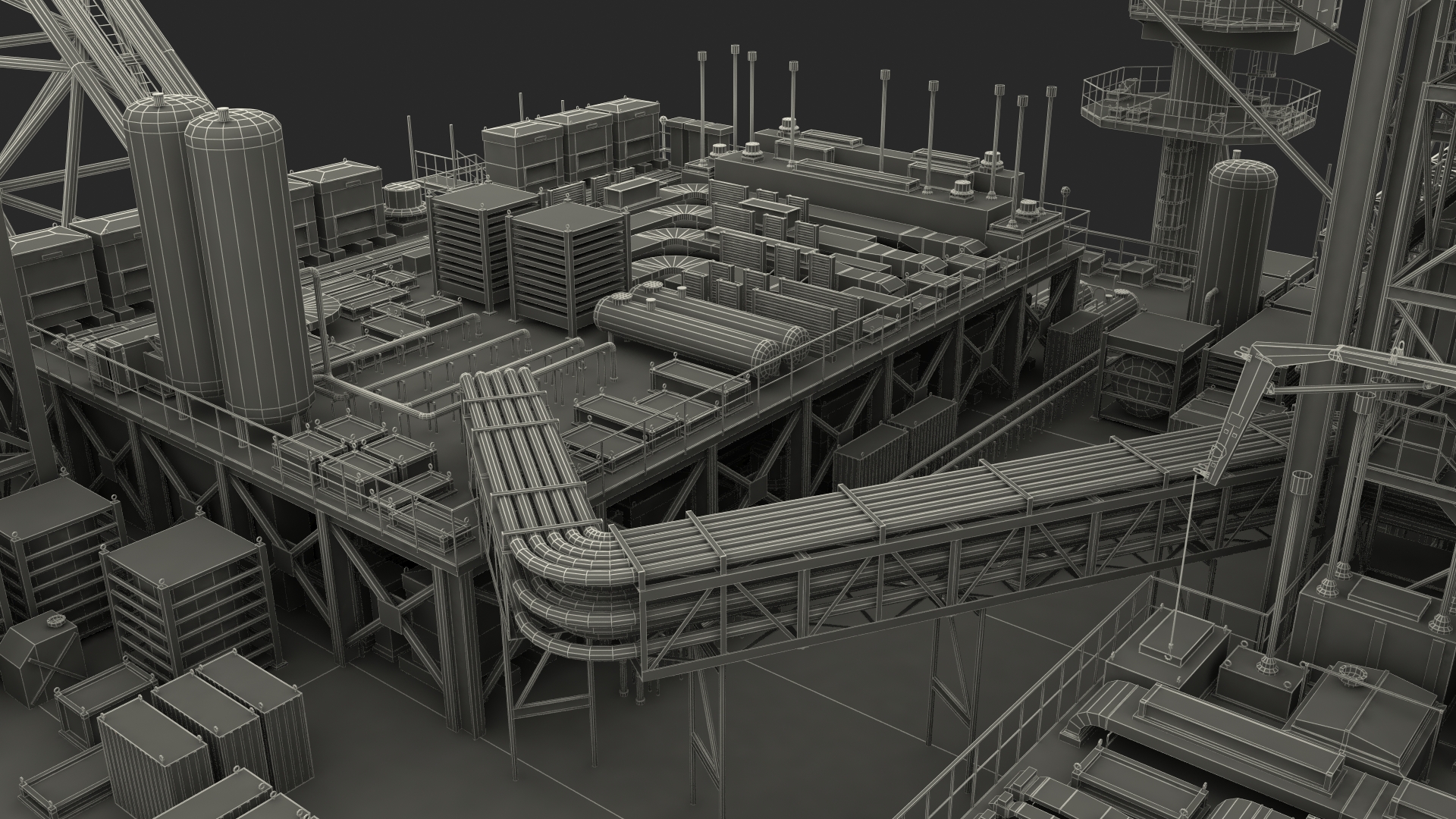 3D Shell Perdido Oil Platform Rigged model