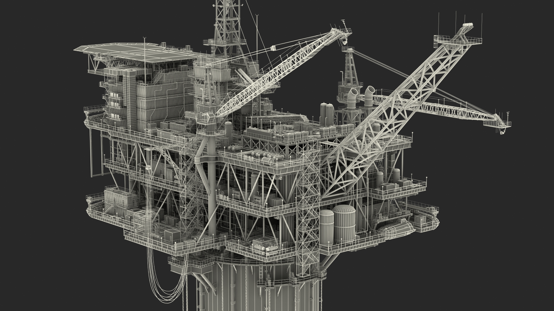 3D Shell Perdido Oil Platform Rigged model