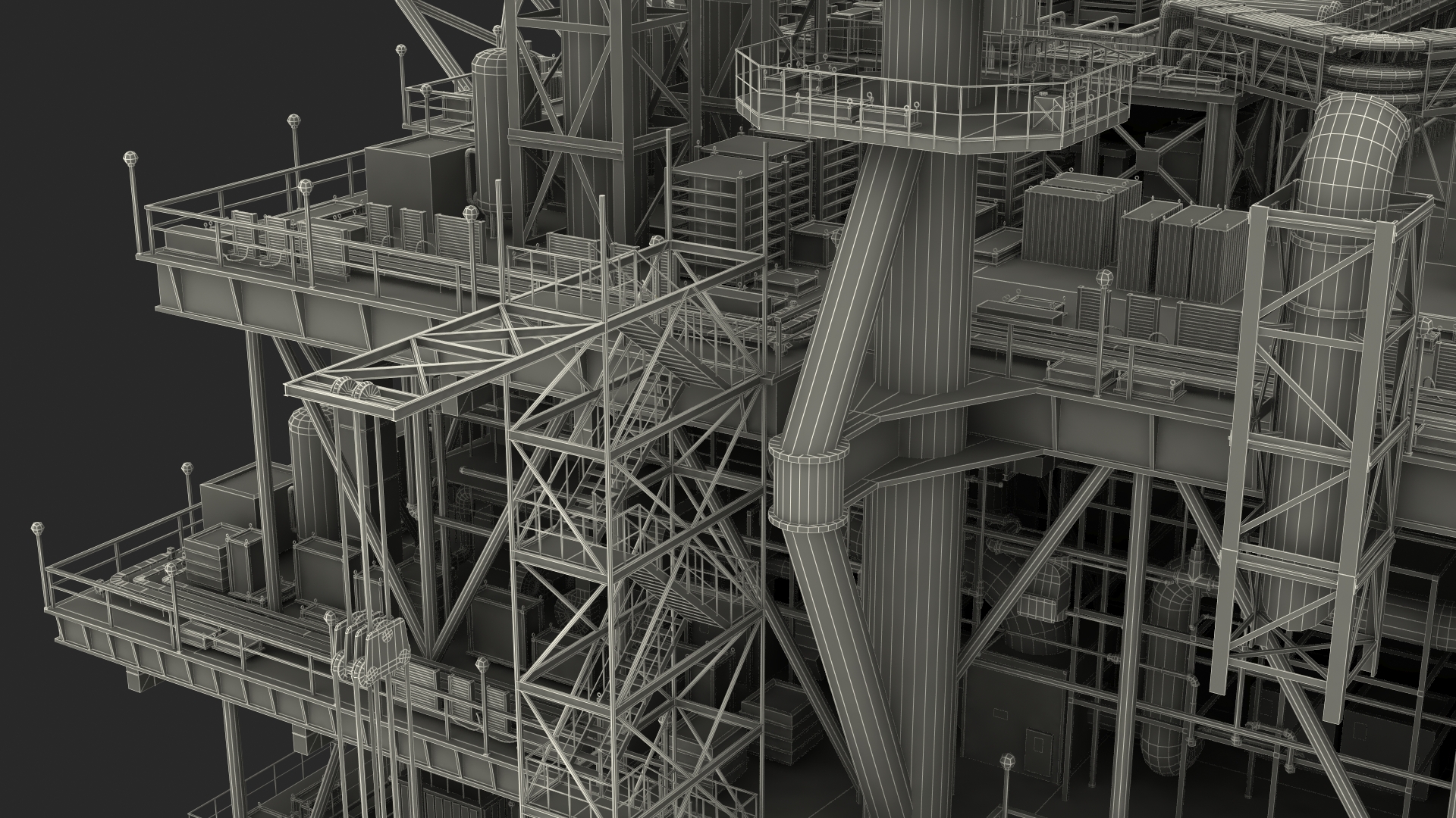 3D Shell Perdido Oil Platform Rigged model