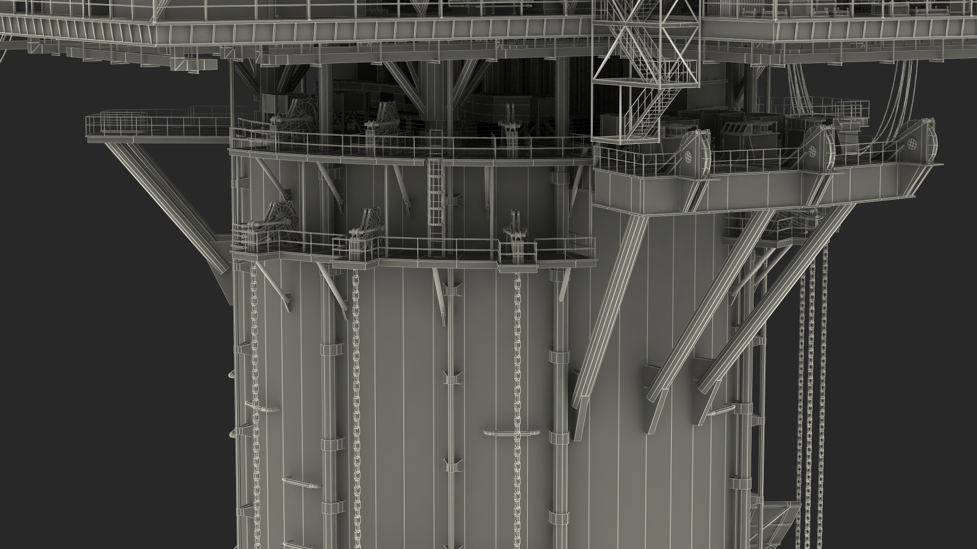 3D Shell Perdido Oil Platform Rigged model
