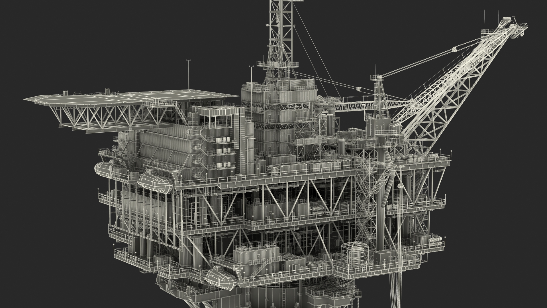 3D Shell Perdido Oil Platform Rigged model