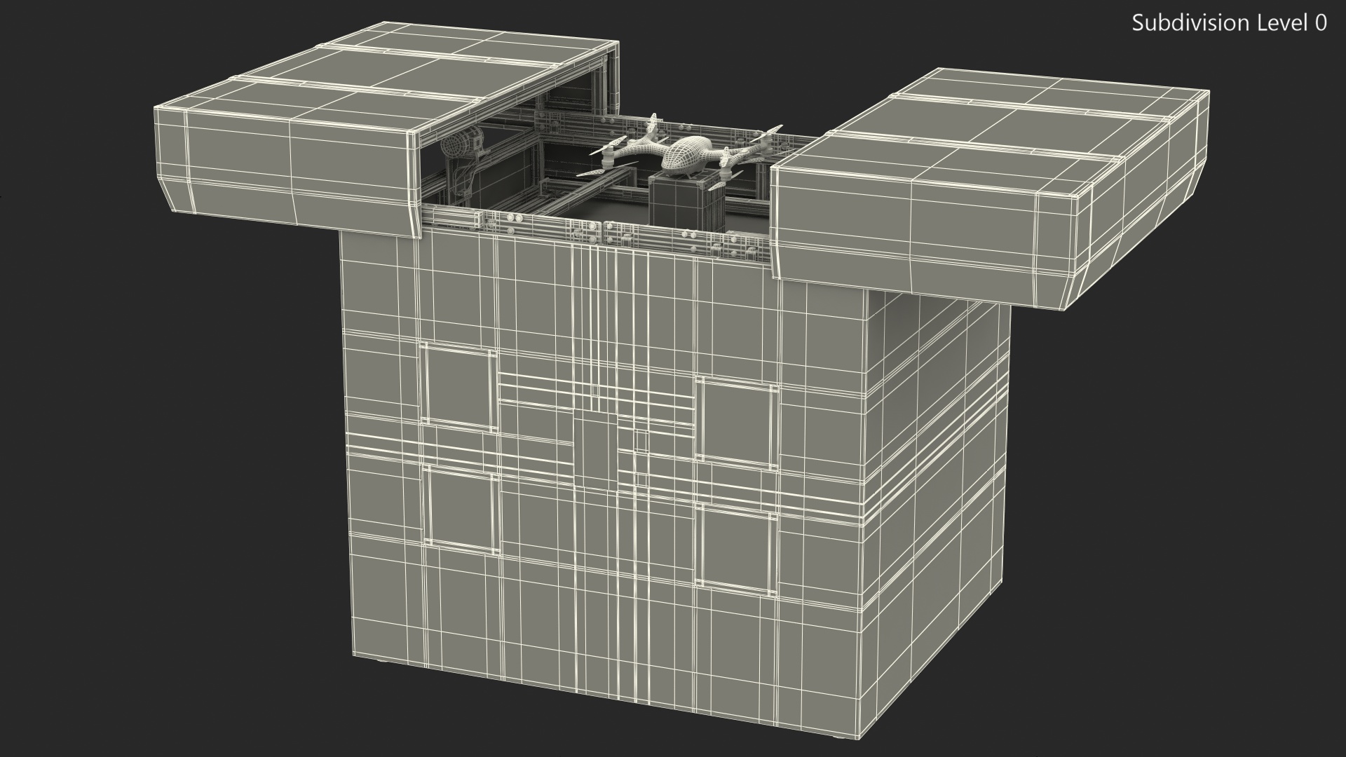 3D Delivery Station with Quadcopter Drone model