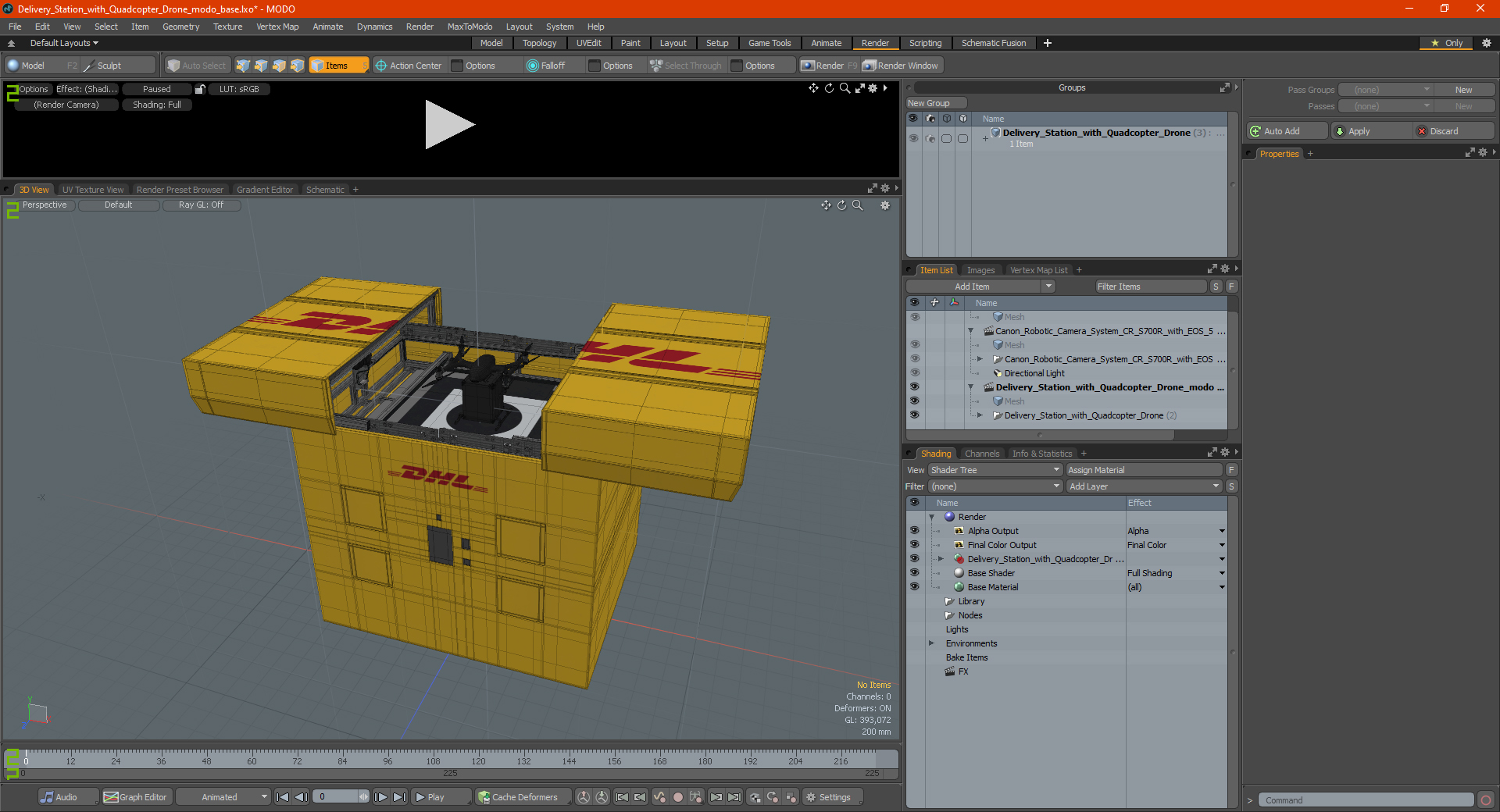 3D Delivery Station with Quadcopter Drone model