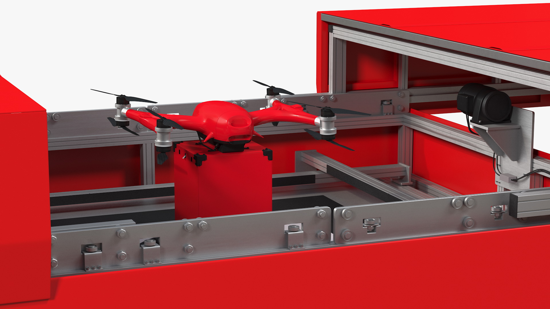3D Delivery Station with Quadcopter Drone model