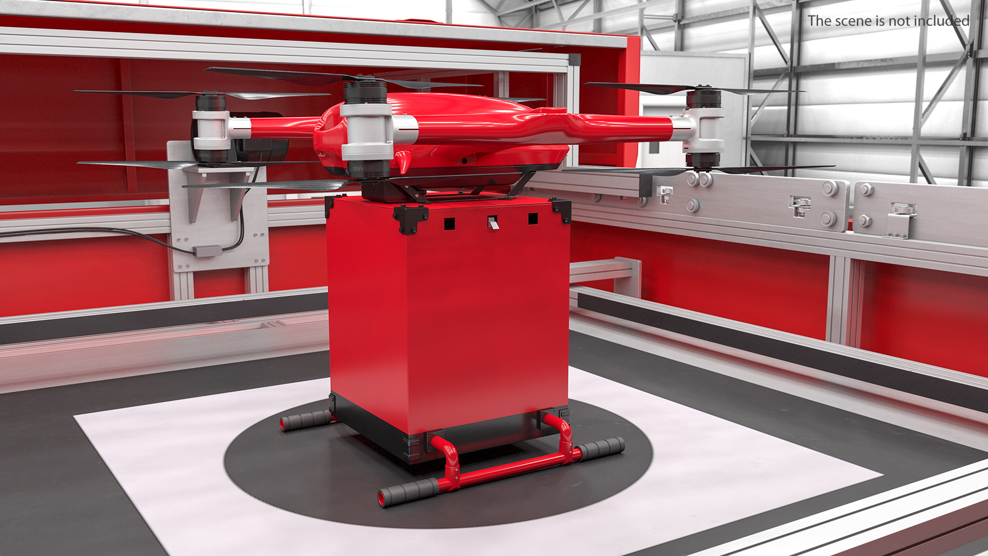 3D Delivery Station with Quadcopter Drone model