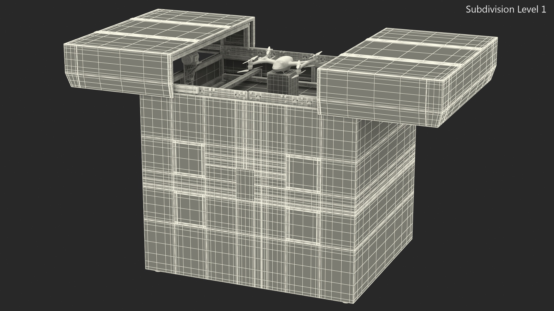 3D Delivery Station with Quadcopter Drone model