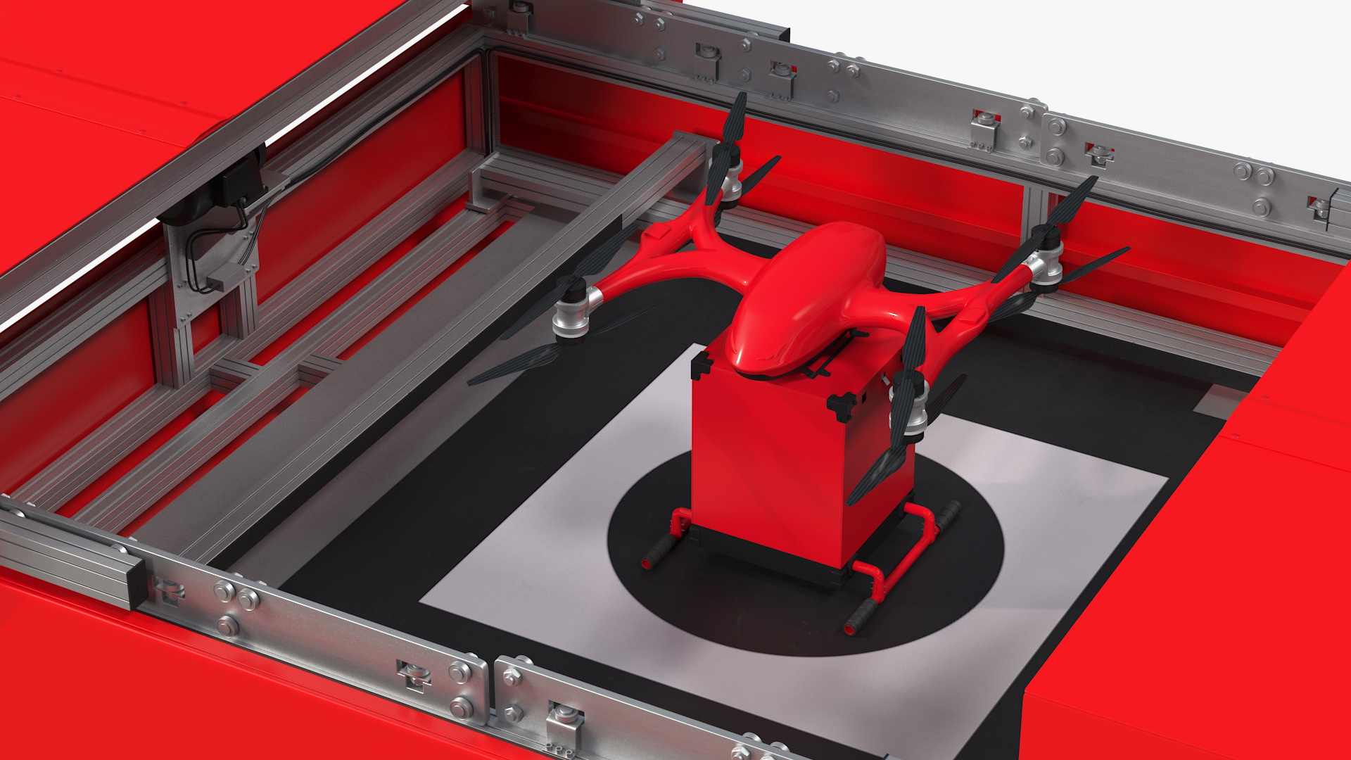 3D Delivery Station with Quadcopter Drone model