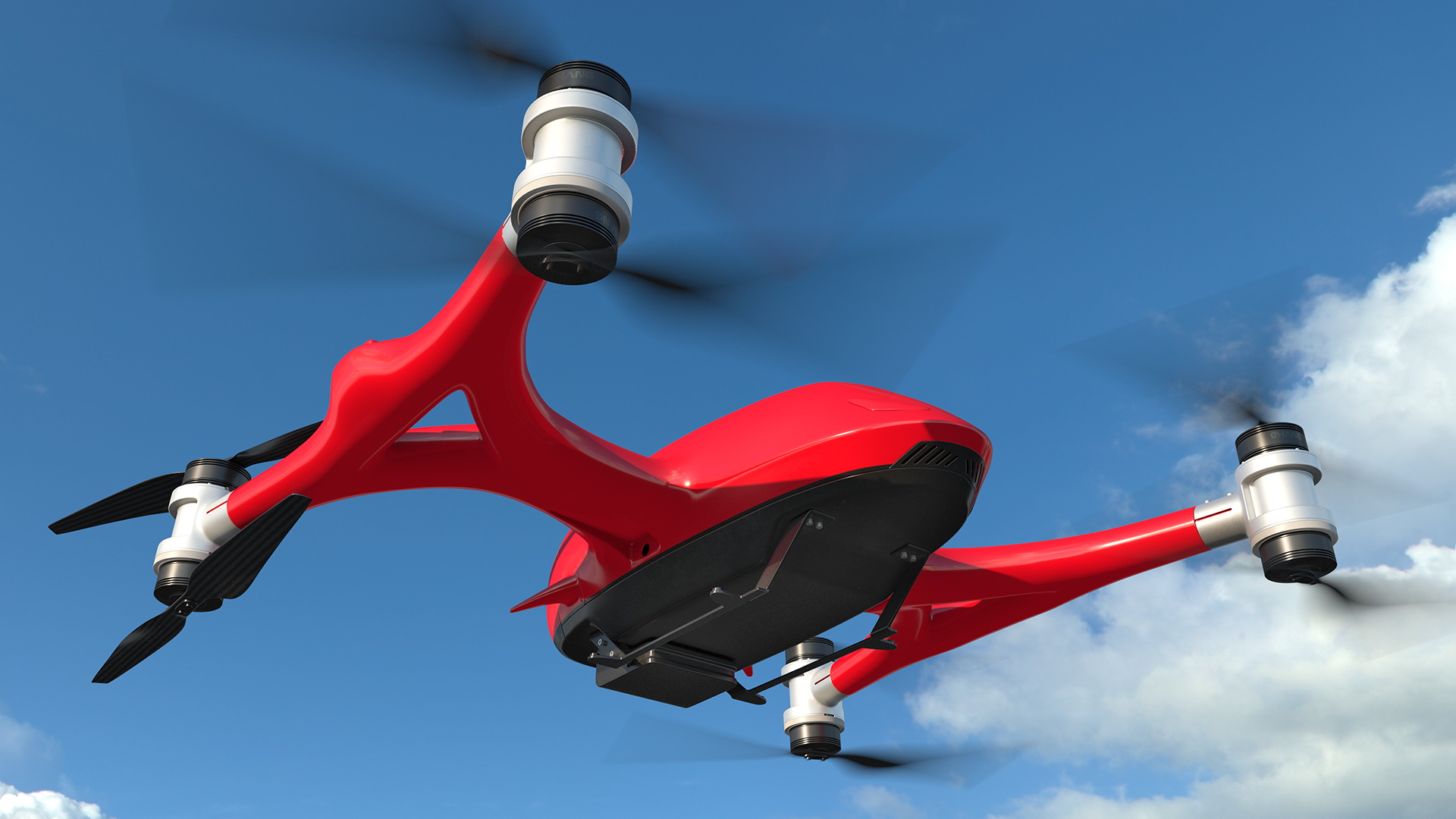 3D Delivery Station with Quadcopter Drone model