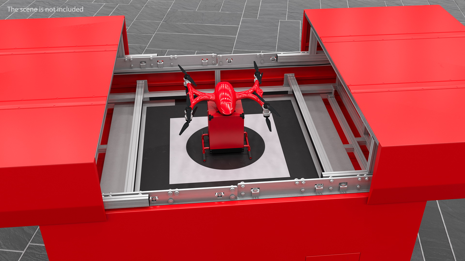 3D Delivery Station with Quadcopter Drone model