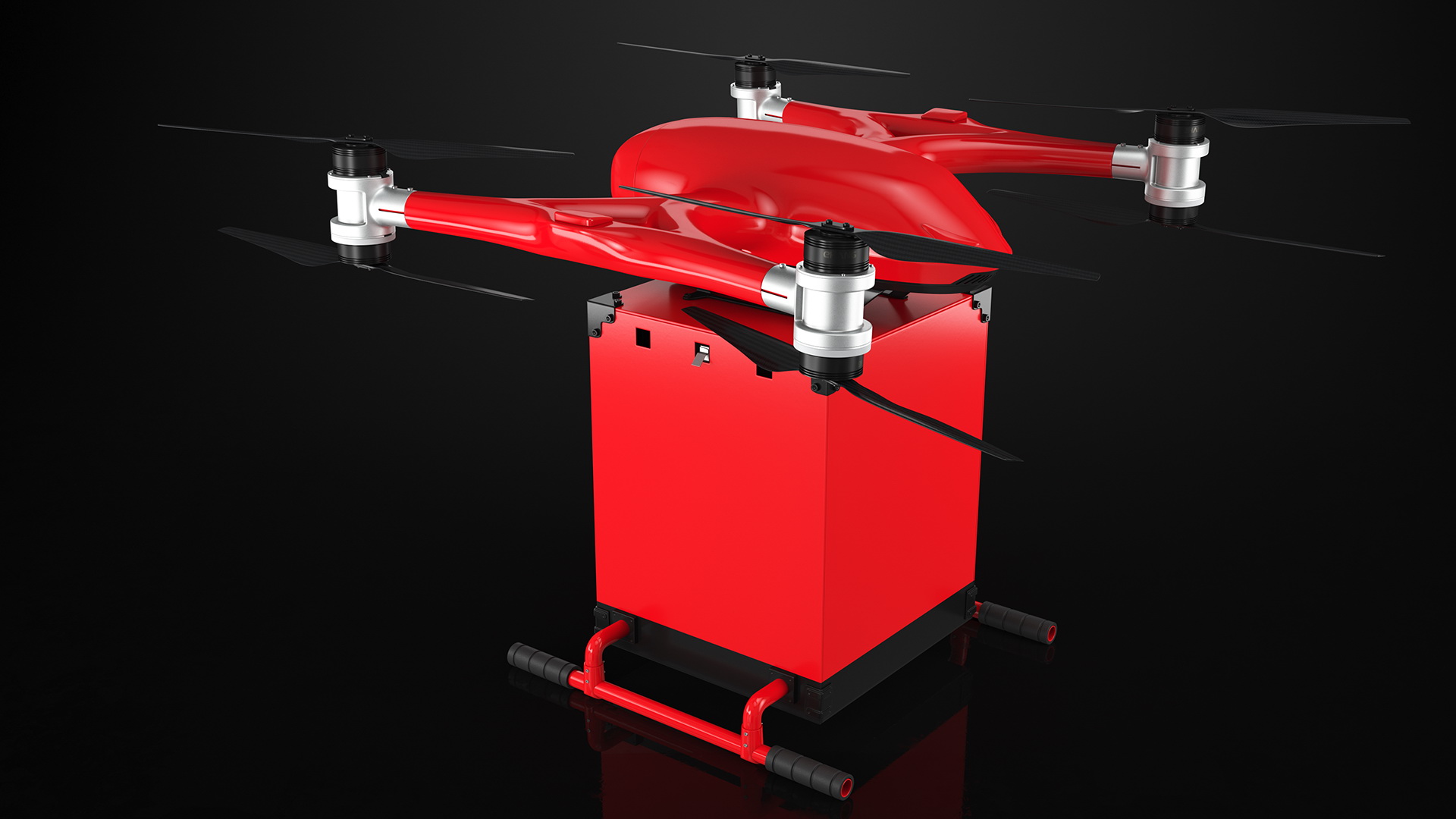 3D Delivery Station with Quadcopter Drone model