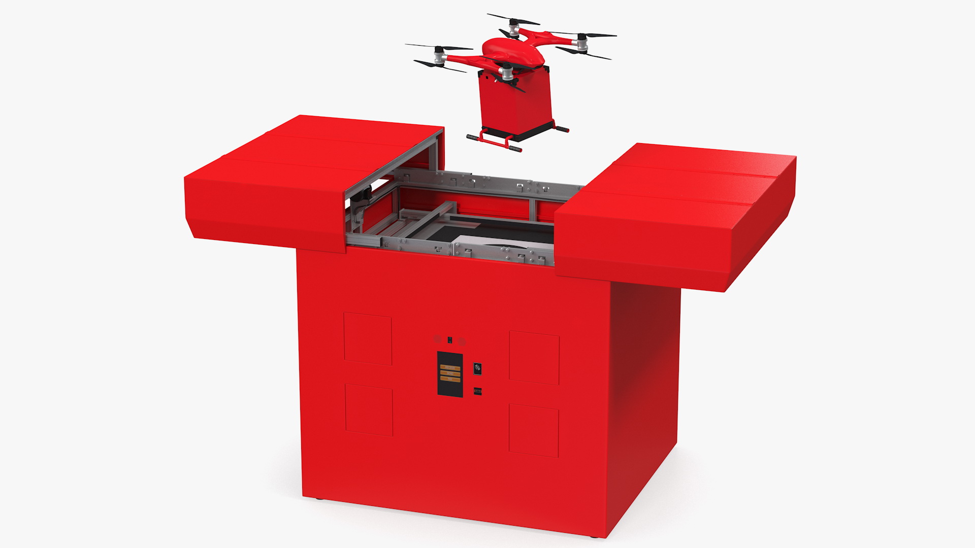 3D Delivery Station with Quadcopter Drone model