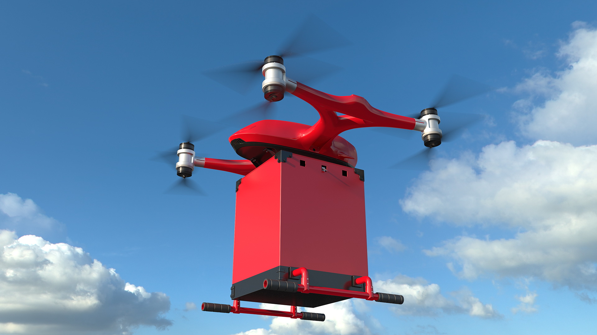 3D Delivery Station with Quadcopter Drone model