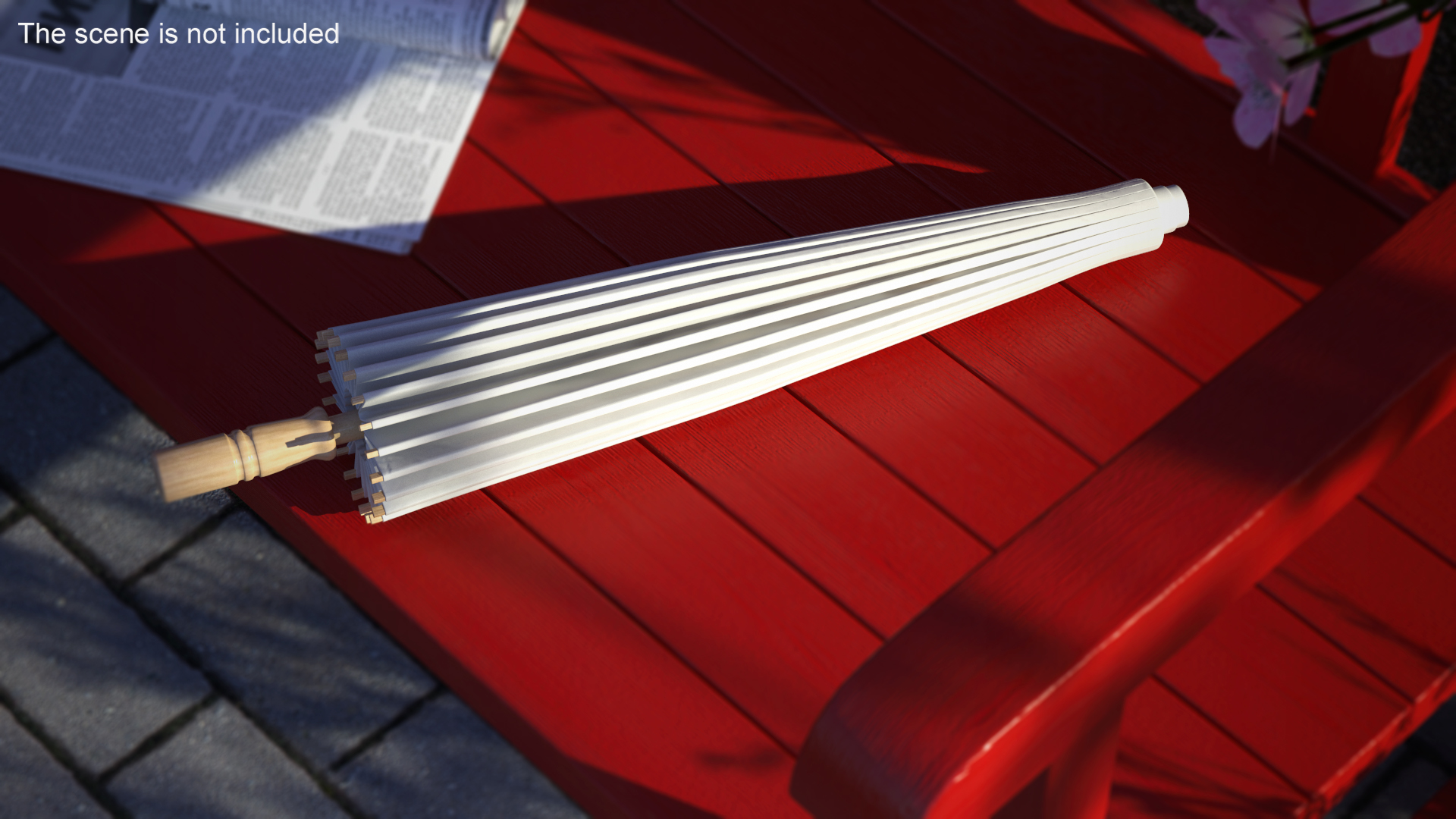 3D Chinese Parasol Closed White model