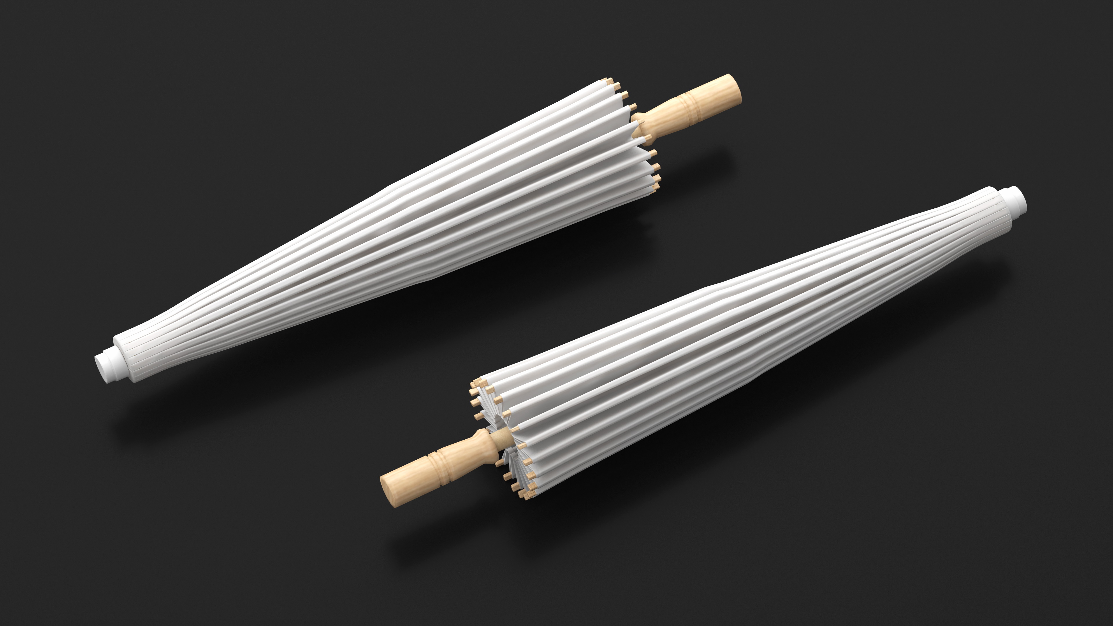 3D Chinese Parasol Closed White model