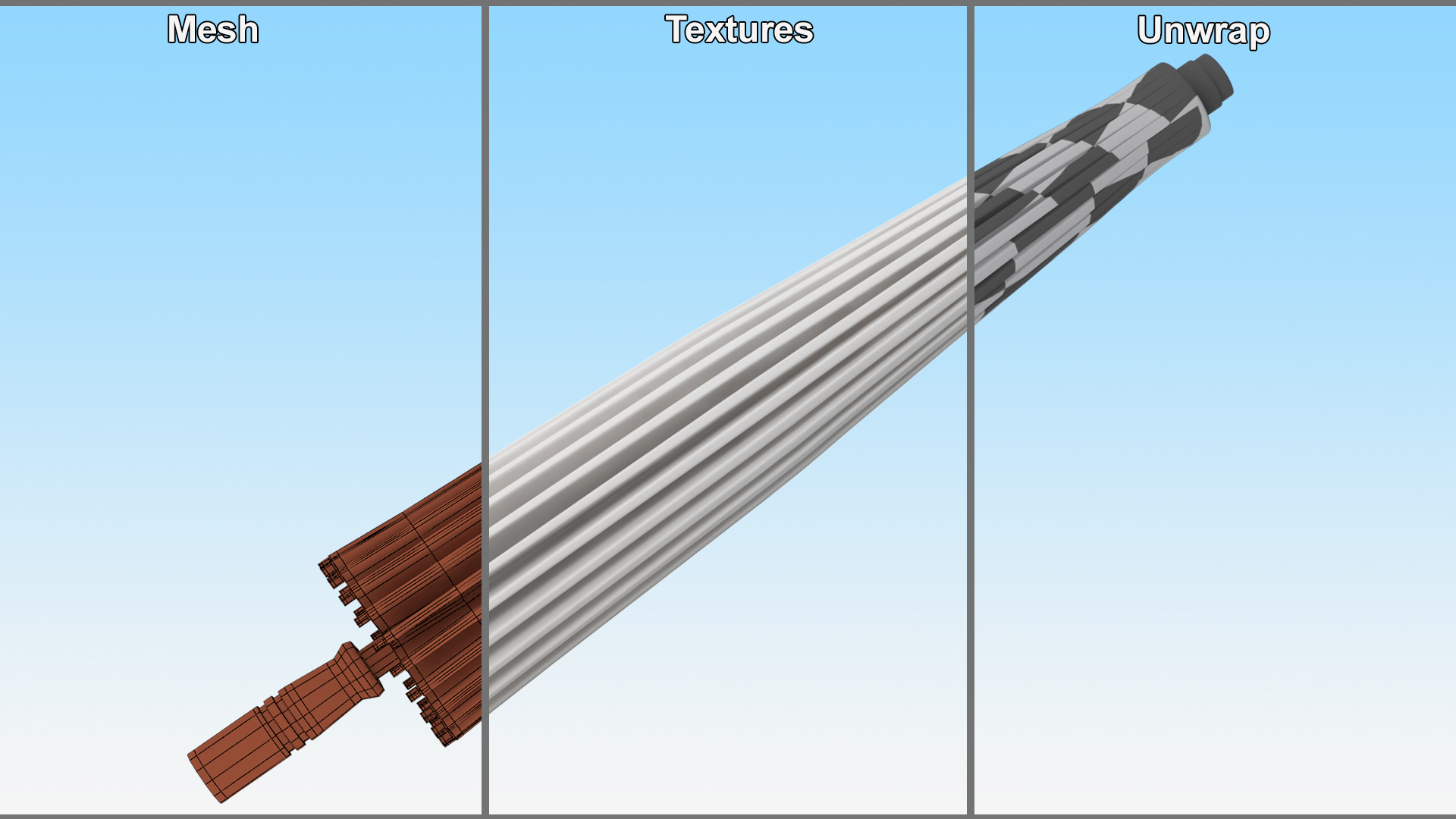 3D Chinese Parasol Closed White model