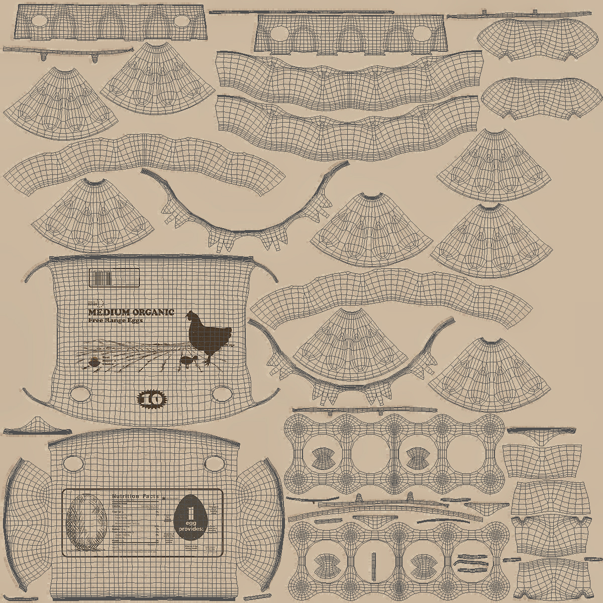 3D Open Ten Eggs Package