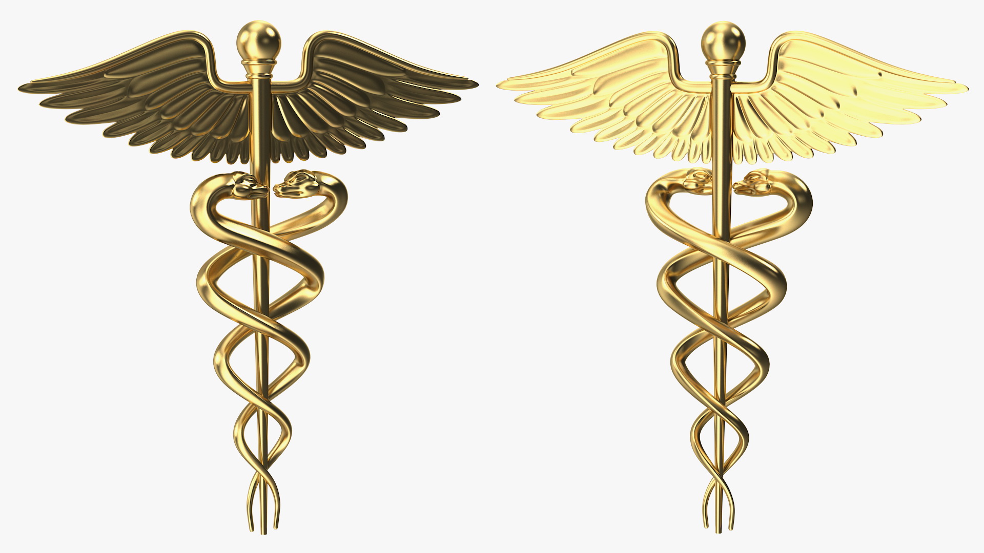 Golden Caduceus Symbol 3D