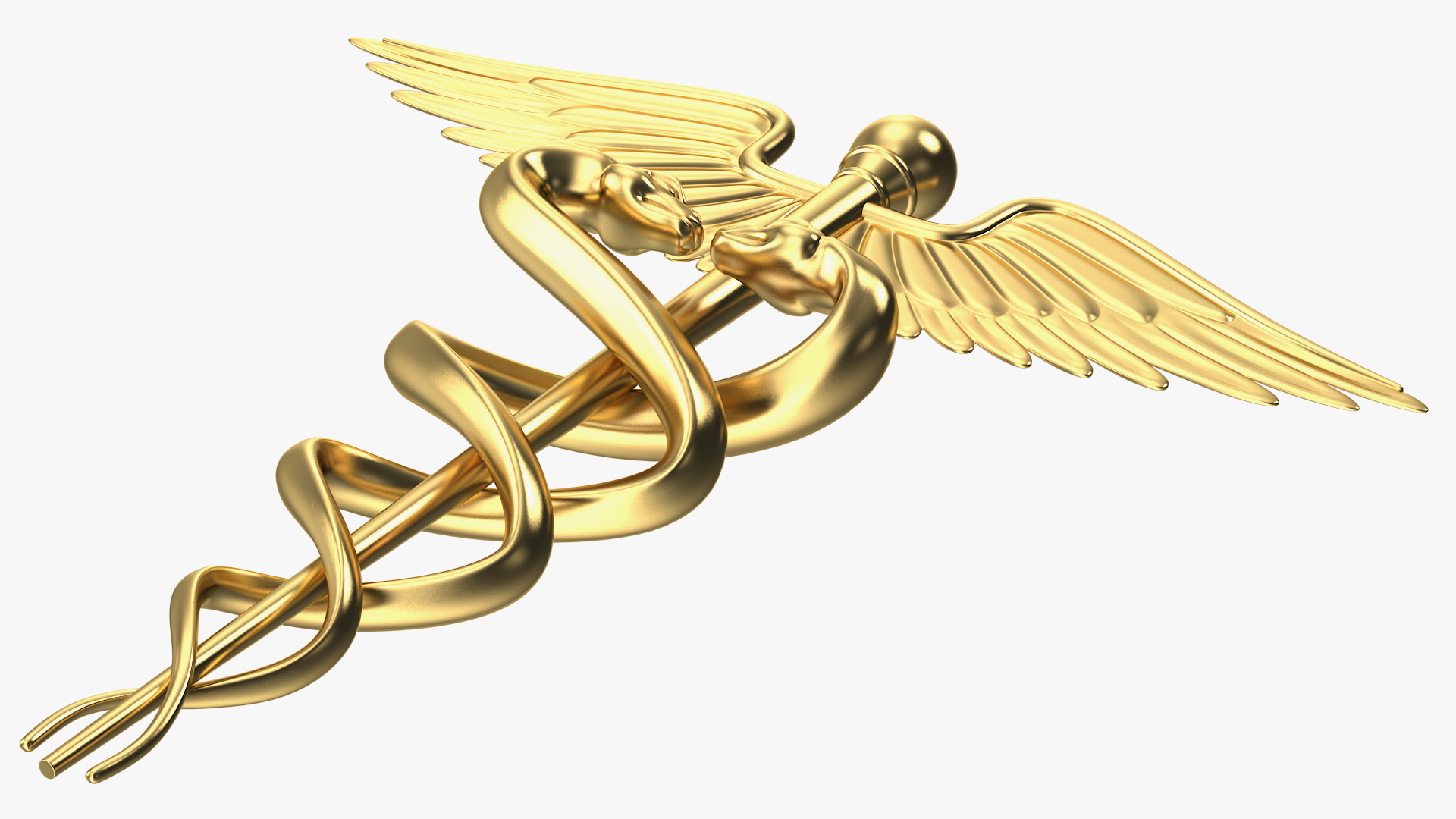 Golden Caduceus Symbol 3D