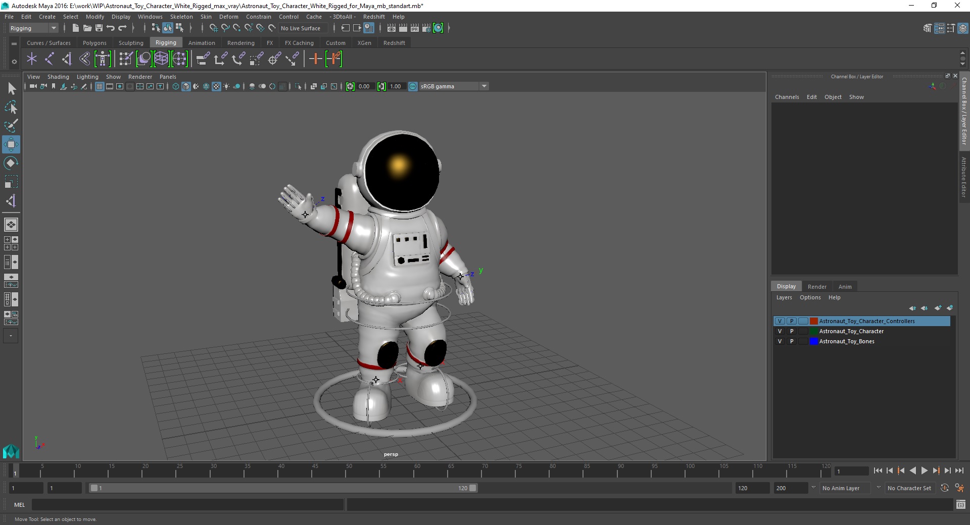 3D model Astronaut Toy Character White Rigged for Maya