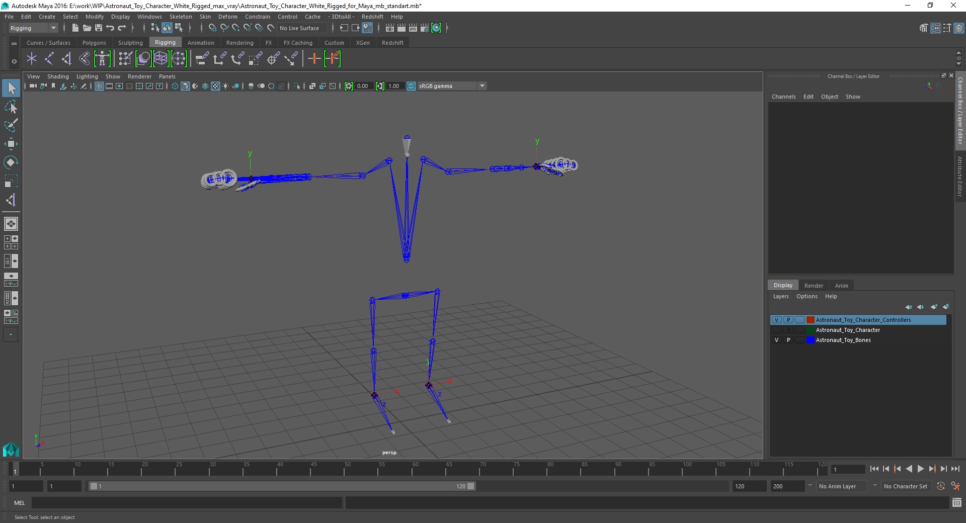 3D model Astronaut Toy Character White Rigged for Maya