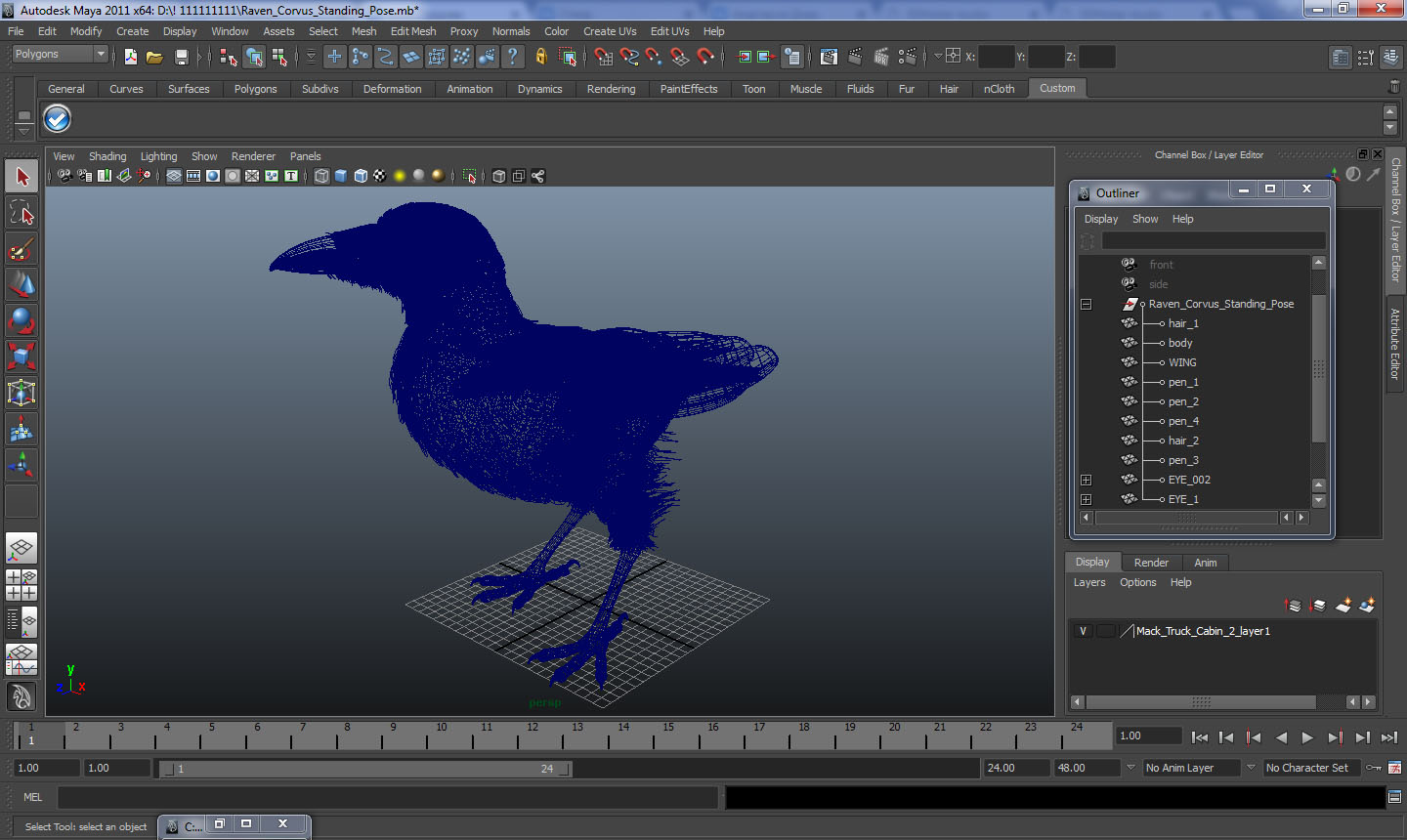 3D Raven Corvus Standing Pose