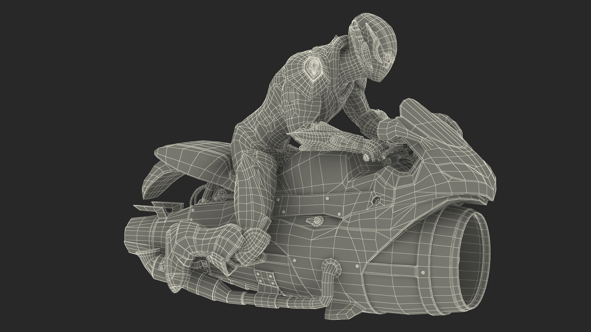 3D Futuristic Armored Robot on Motorcycle model