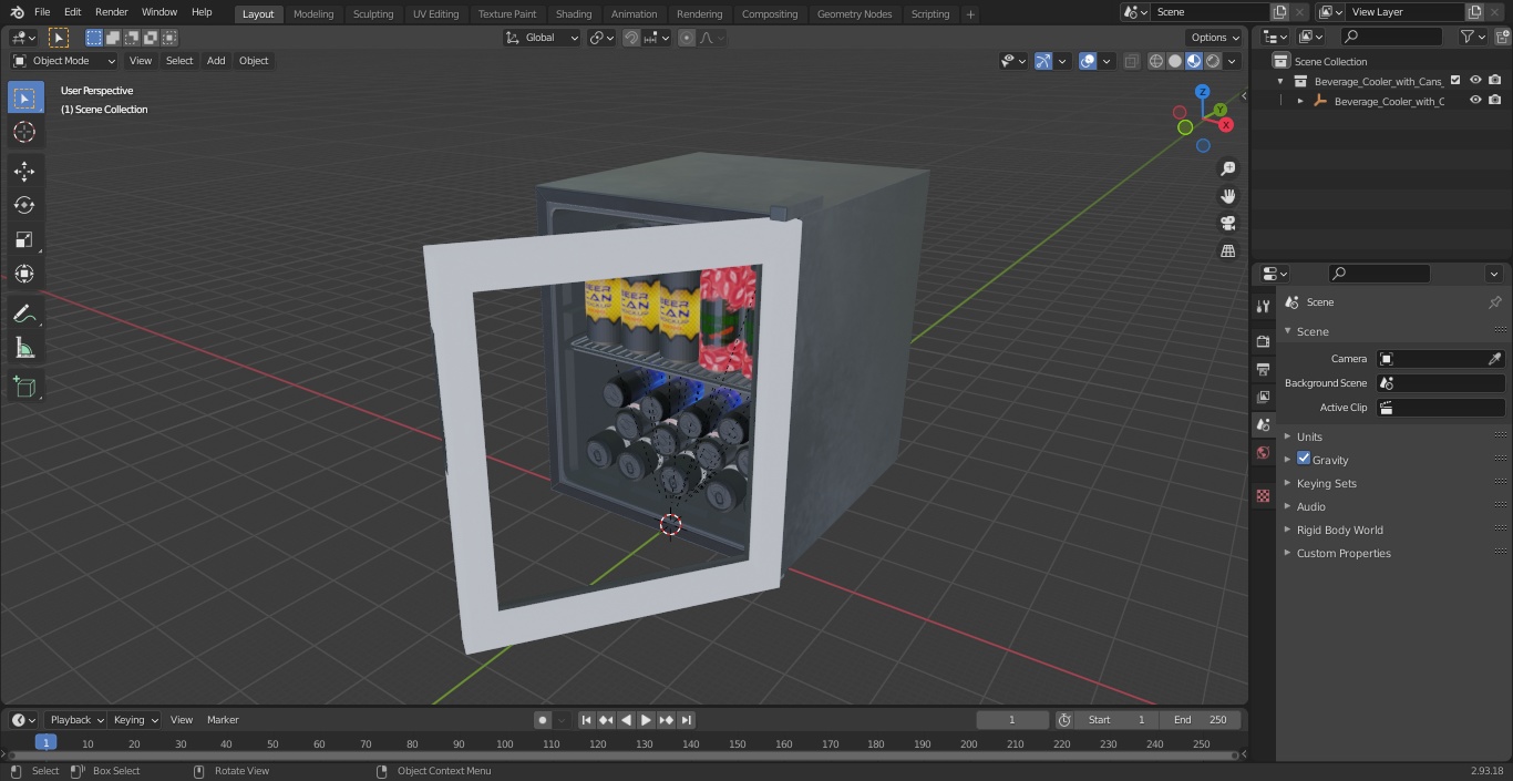 3D model Beverage Cooler with Cans