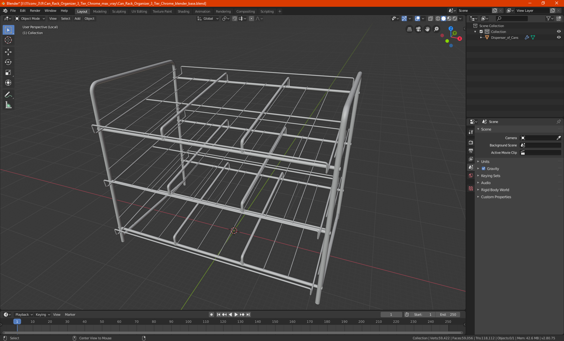 Can Rack Organizer 3 Tier Chrome 3D
