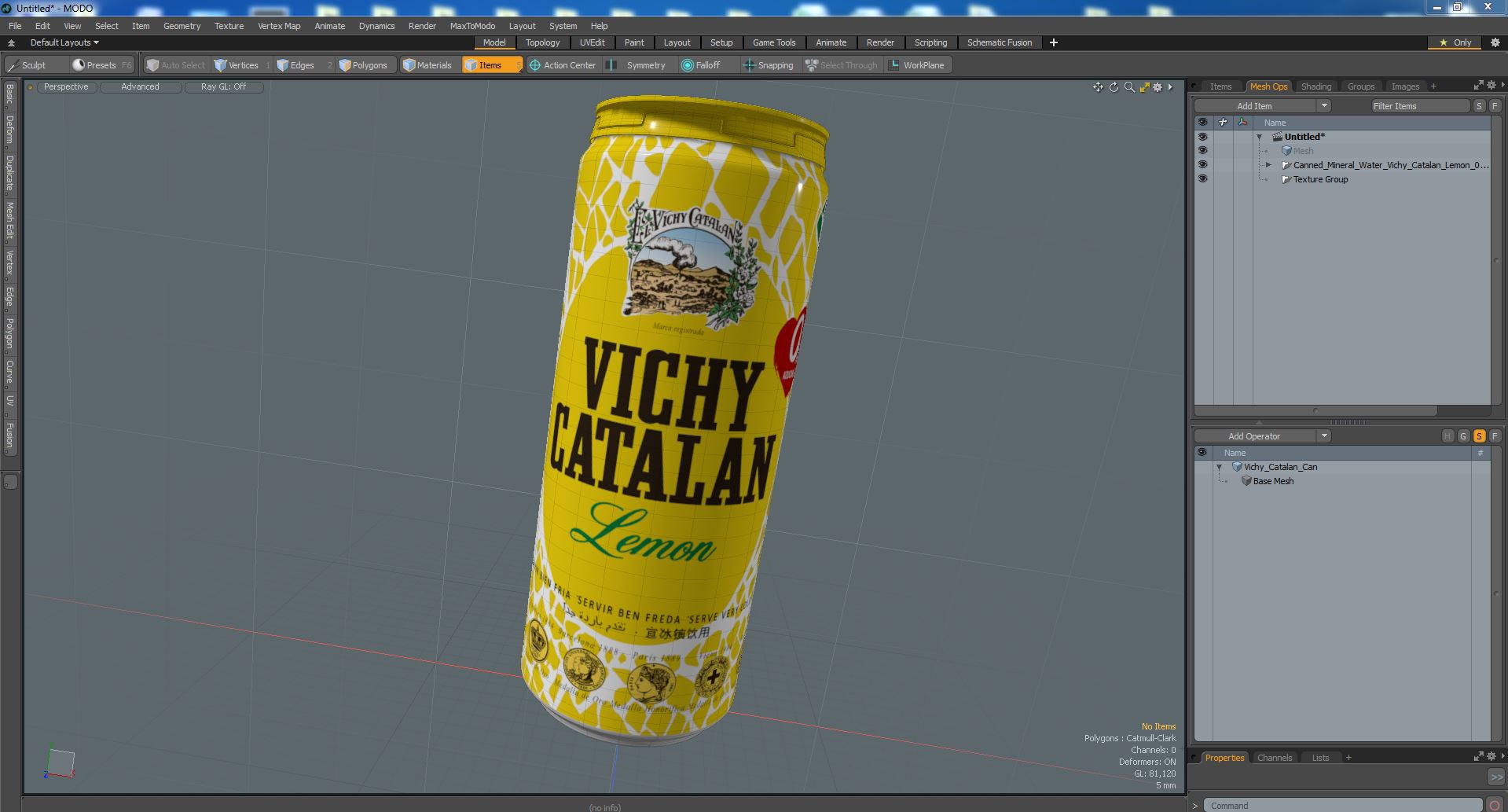 3D model Canned Mineral Water Vichy Catalan Lemon