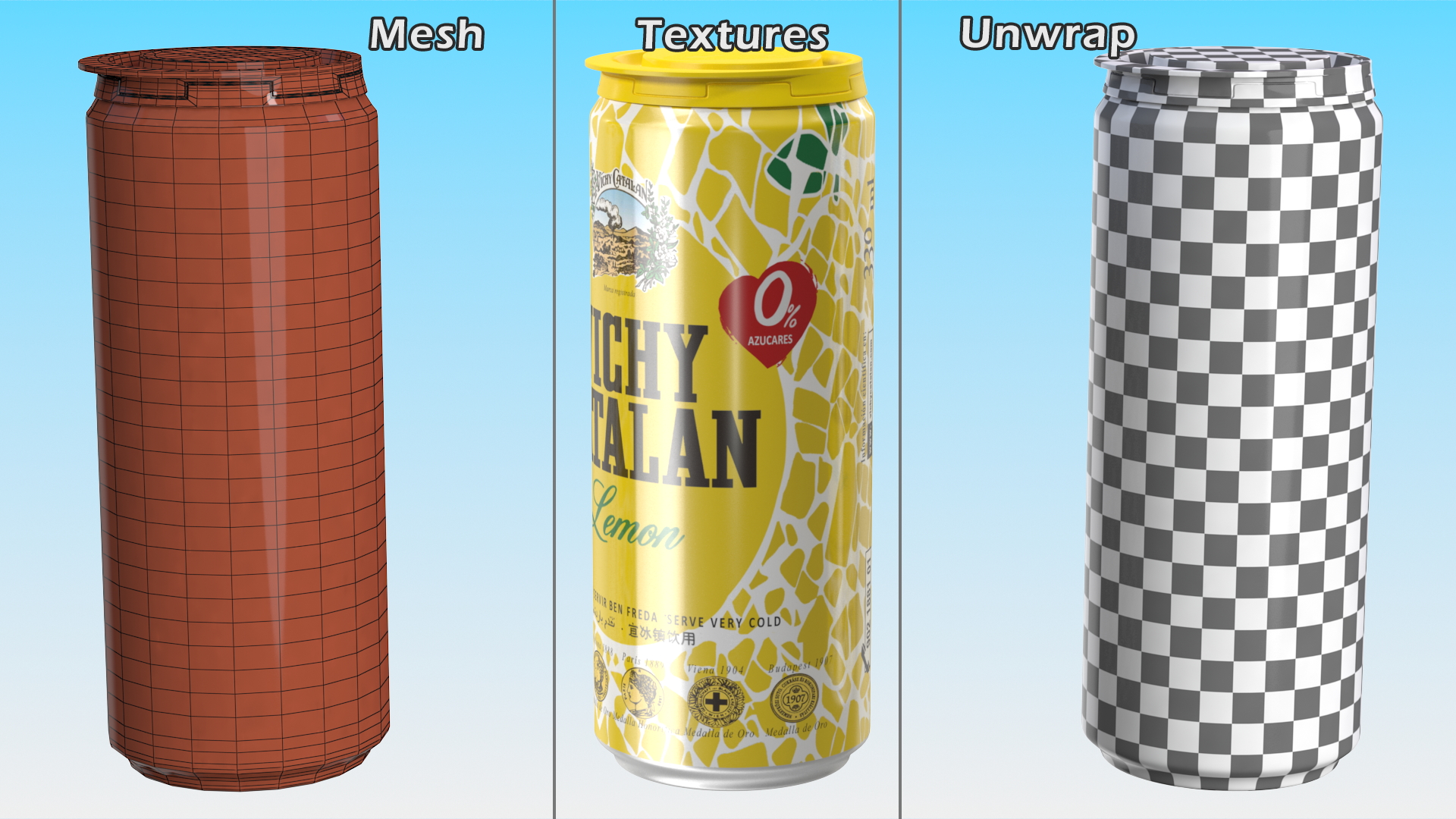 3D model Canned Mineral Water Vichy Catalan Lemon
