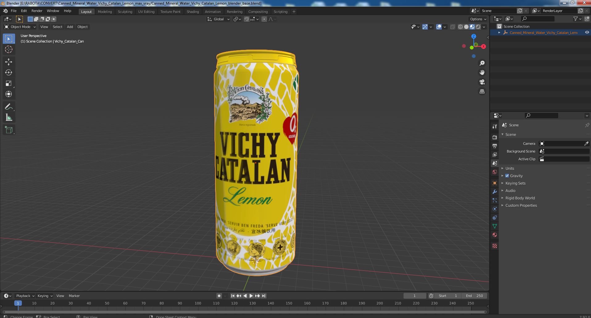 3D model Canned Mineral Water Vichy Catalan Lemon