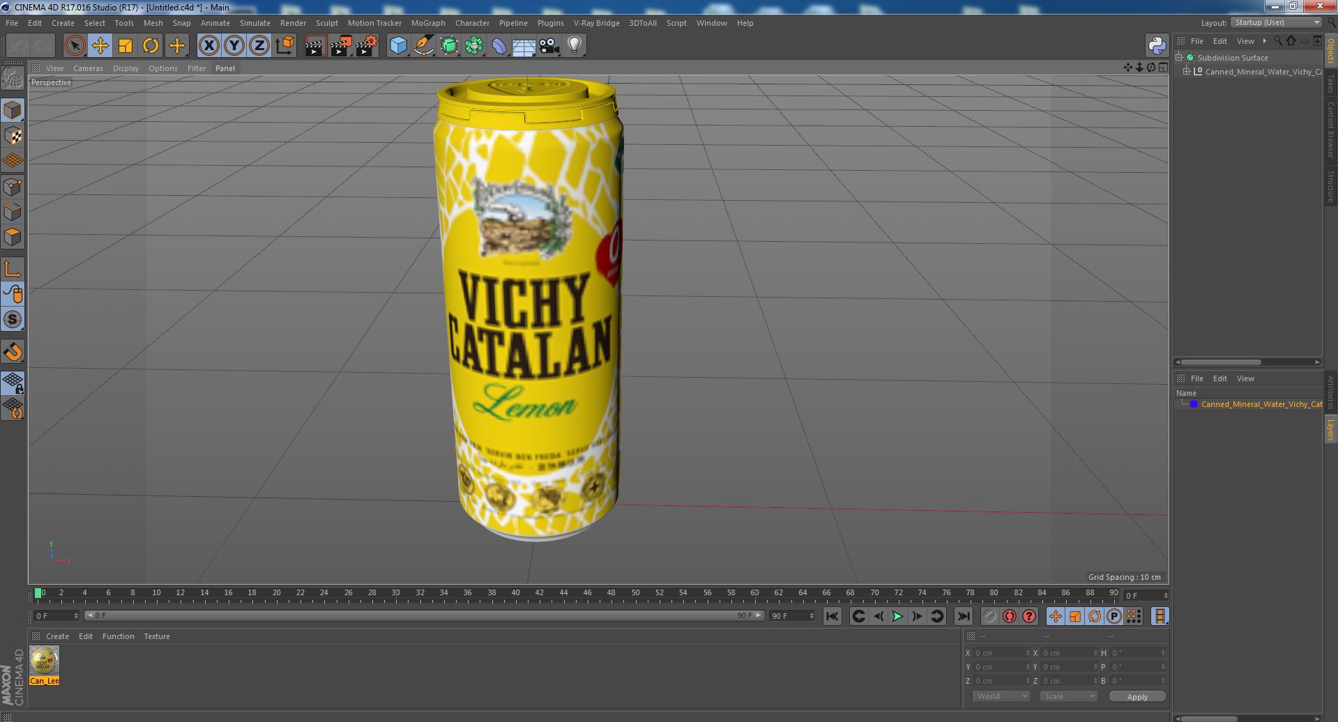 3D model Canned Mineral Water Vichy Catalan Lemon