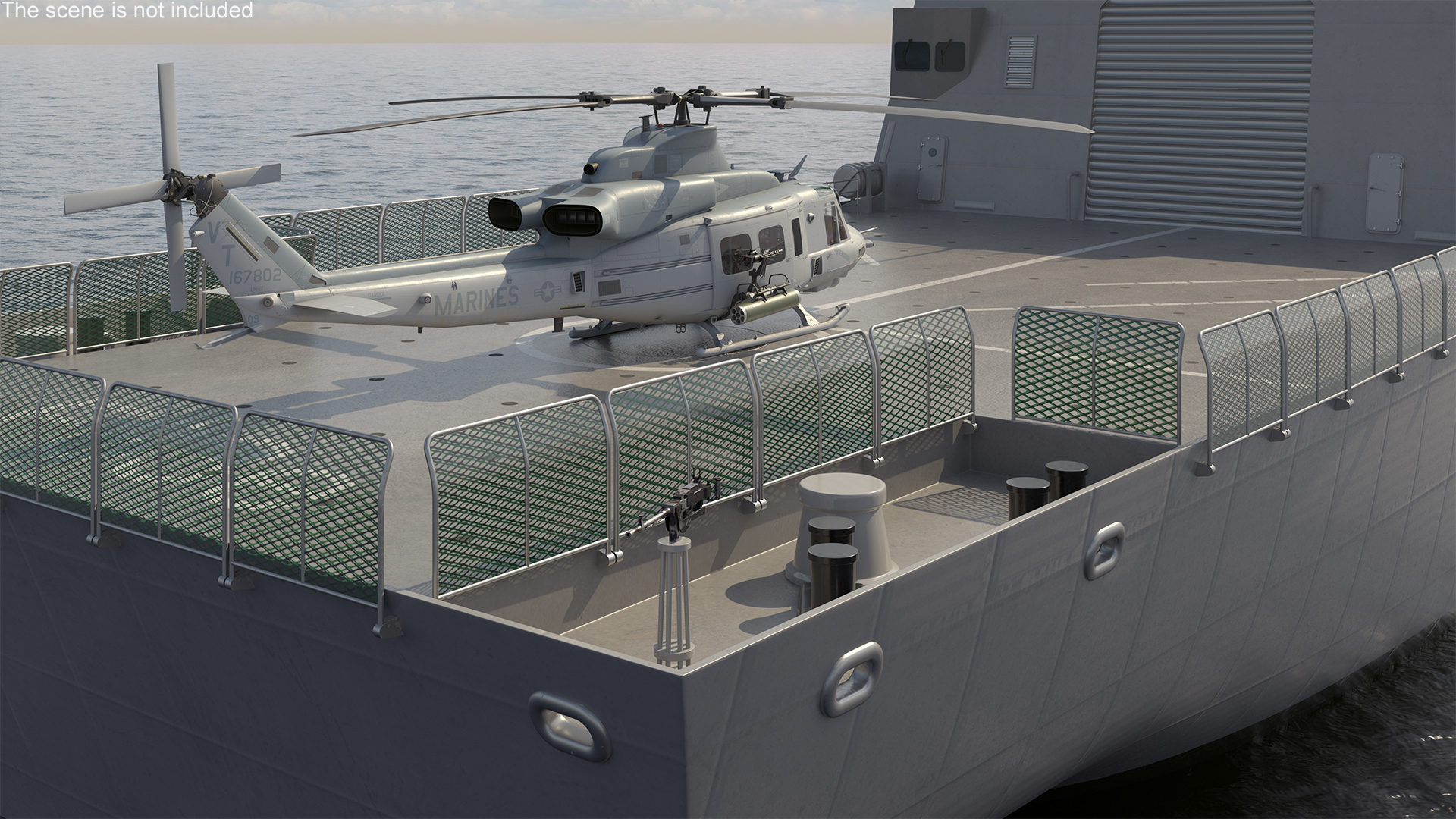 3D model Frigate Type 31 with Military Helicopter