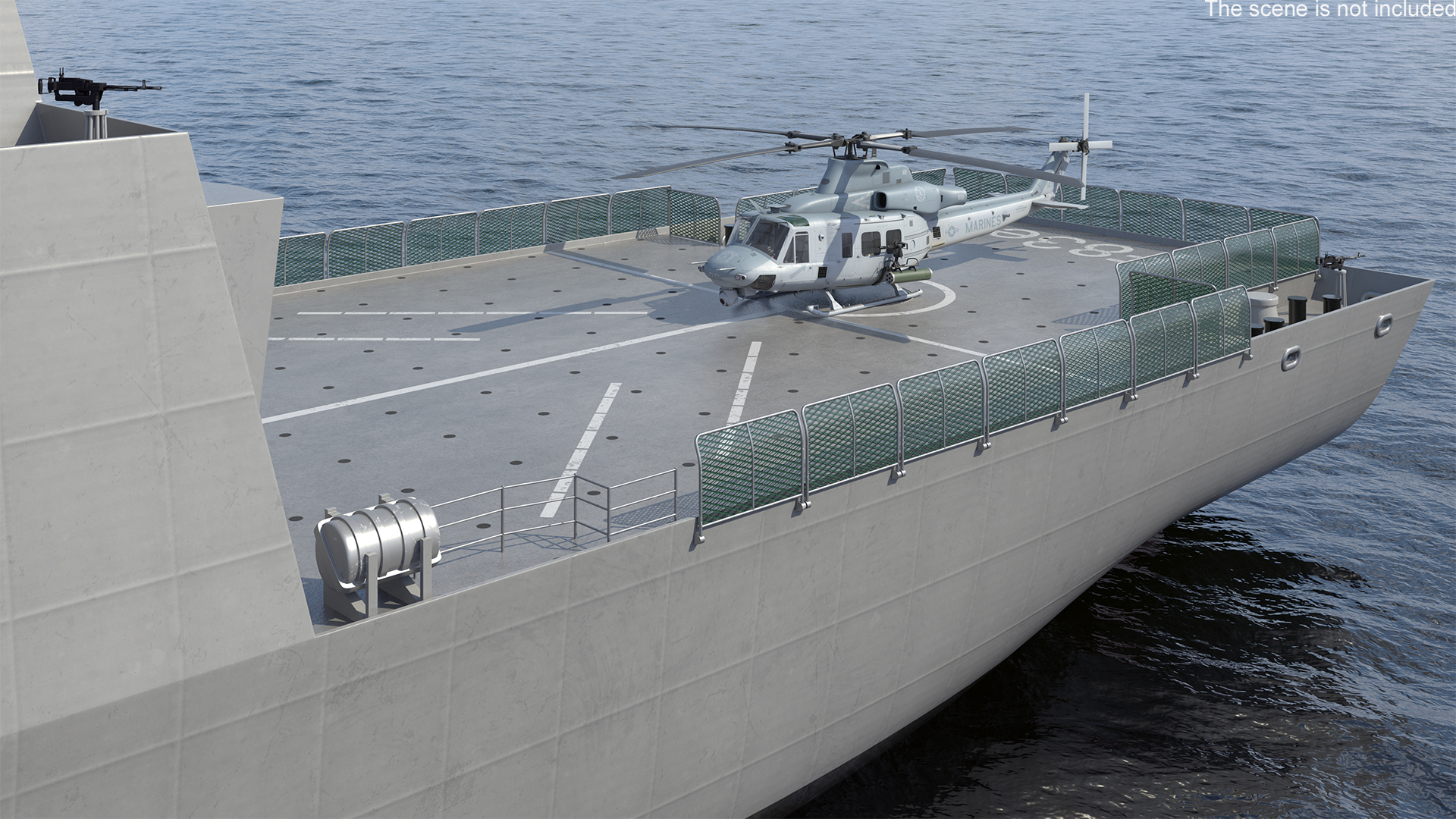 3D model Frigate Type 31 with Military Helicopter