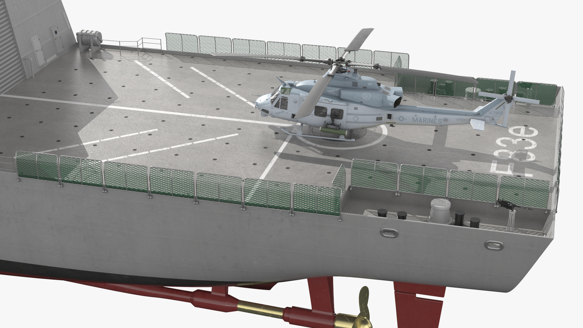 3D model Frigate Type 31 with Military Helicopter
